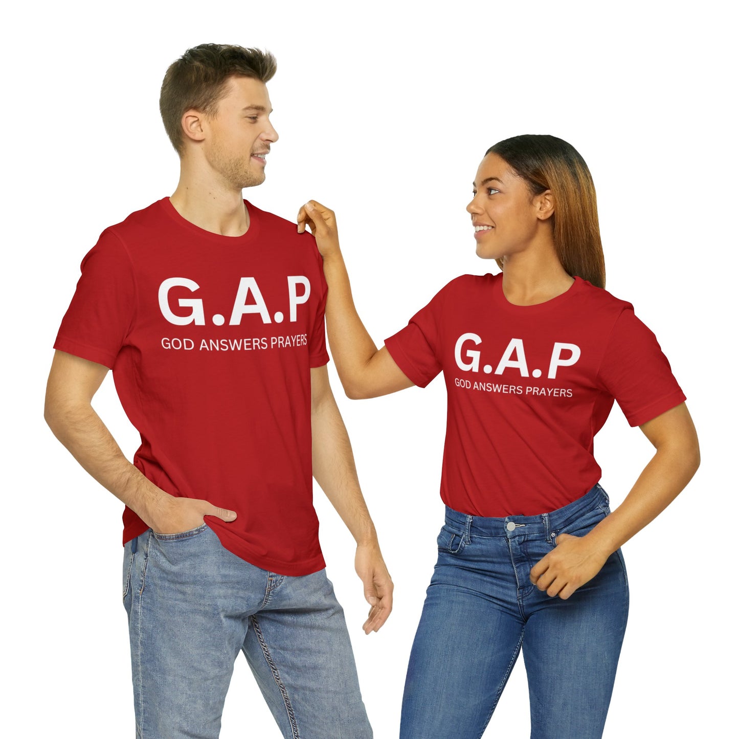 GOD ANSWERS PRAYERS Unisex Jersey Short Sleeve Tee
