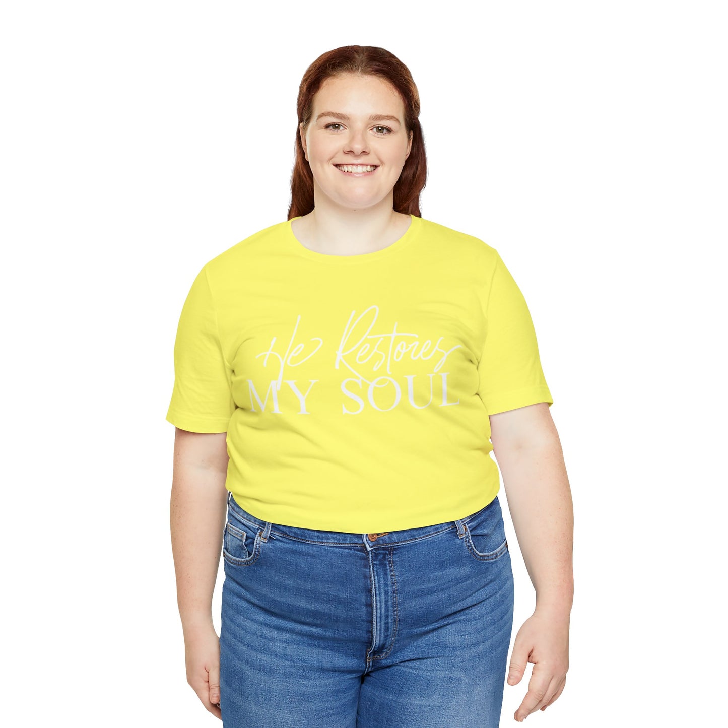 HE RESTORES MY SOUL Unisex Jersey Short Sleeve Tee