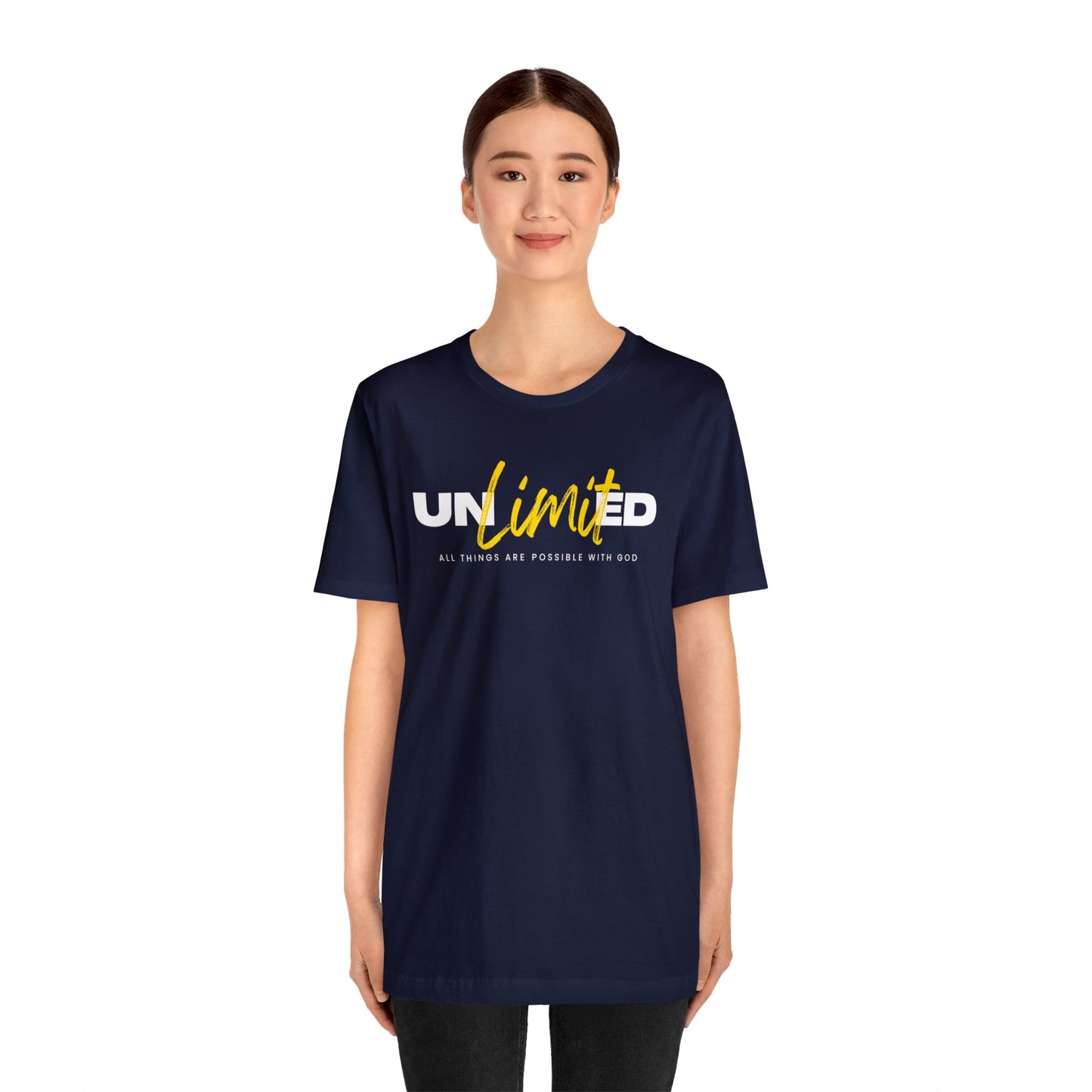 UNLIMITED ALL THINGS ARE POSSIBLE WITH GOD Unisex Jersey Short Sleeve Tee