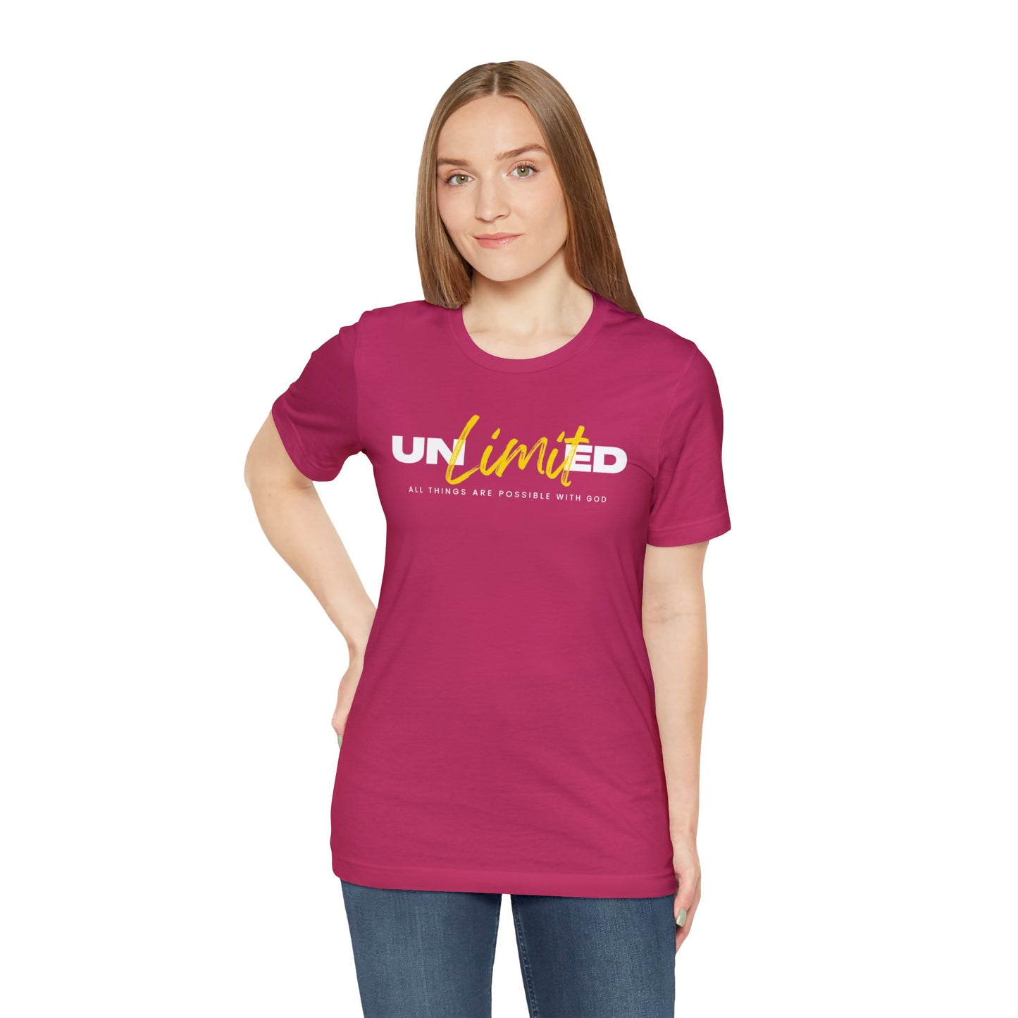 UNLIMITED ALL THINGS ARE POSSIBLE WITH GOD Unisex Jersey Short Sleeve Tee