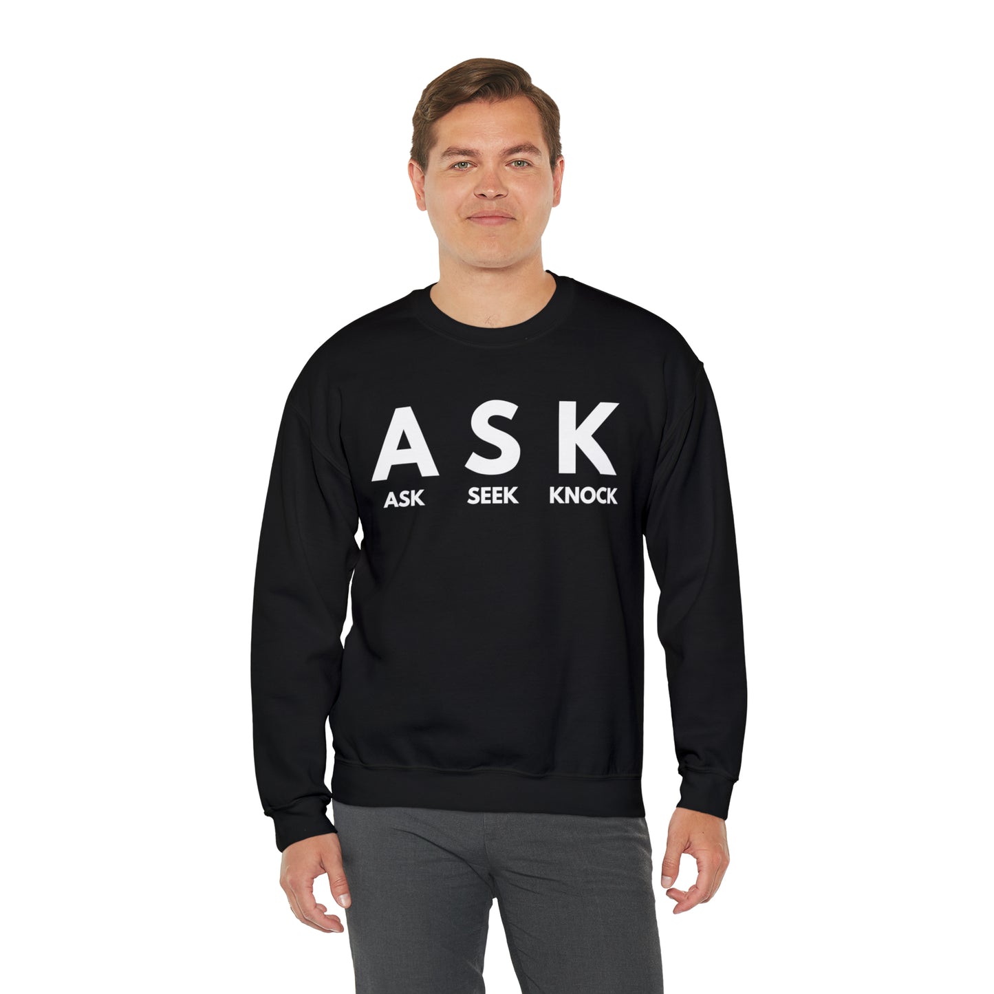 ASK SEEK KNOCK Unisex Heavy Blend™ Crewneck Sweatshirt