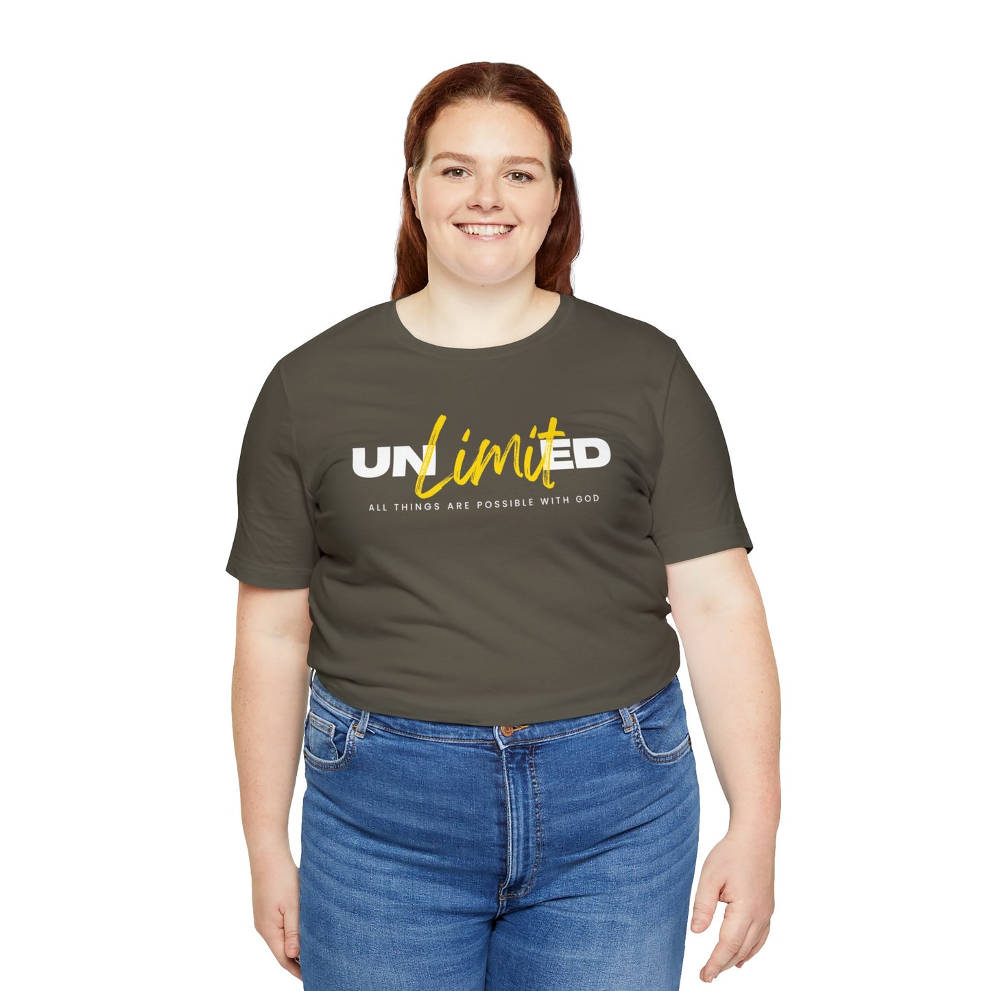 UNLIMITED ALL THINGS ARE POSSIBLE WITH GOD Unisex Jersey Short Sleeve Tee