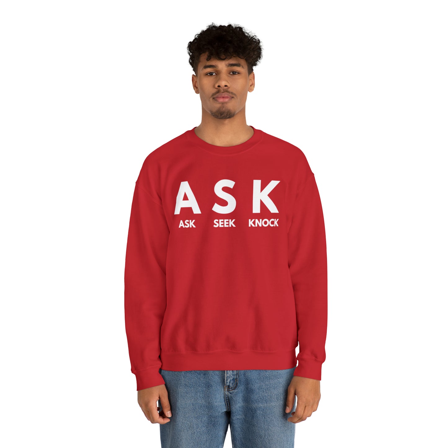 ASK SEEK KNOCK Unisex Heavy Blend™ Crewneck Sweatshirt