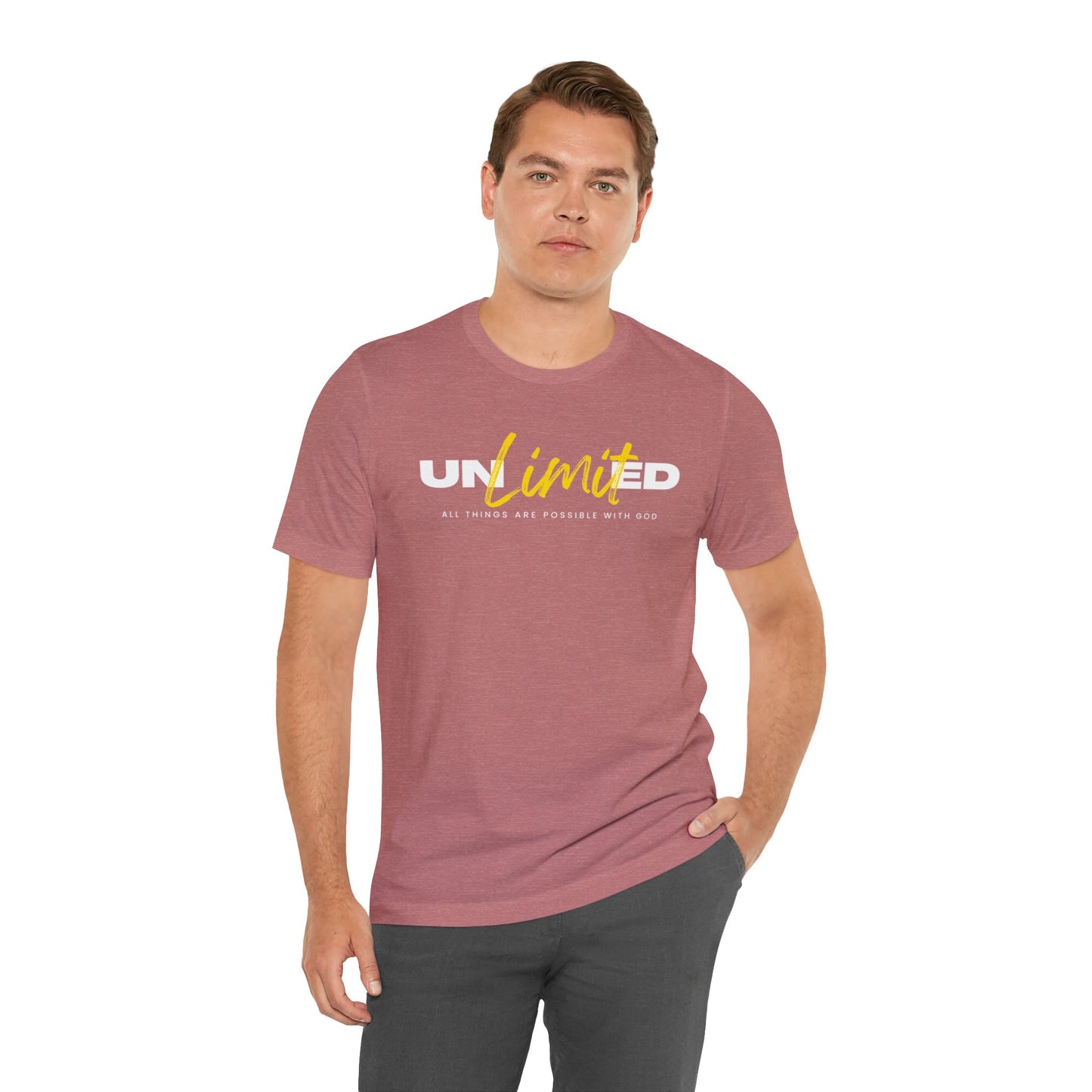UNLIMITED ALL THINGS ARE POSSIBLE WITH GOD Unisex Jersey Short Sleeve Tee