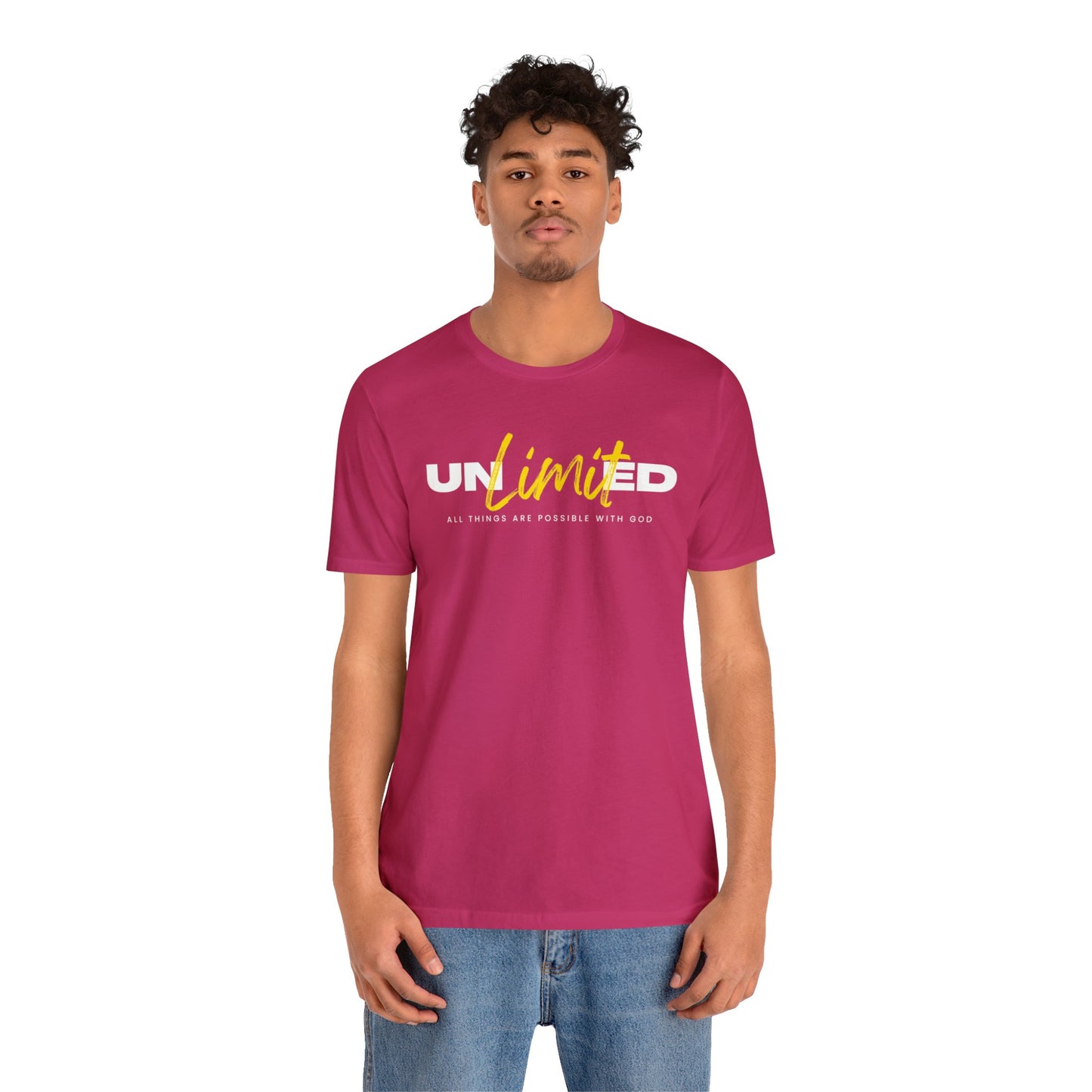 UNLIMITED ALL THINGS ARE POSSIBLE WITH GOD Unisex Jersey Short Sleeve Tee