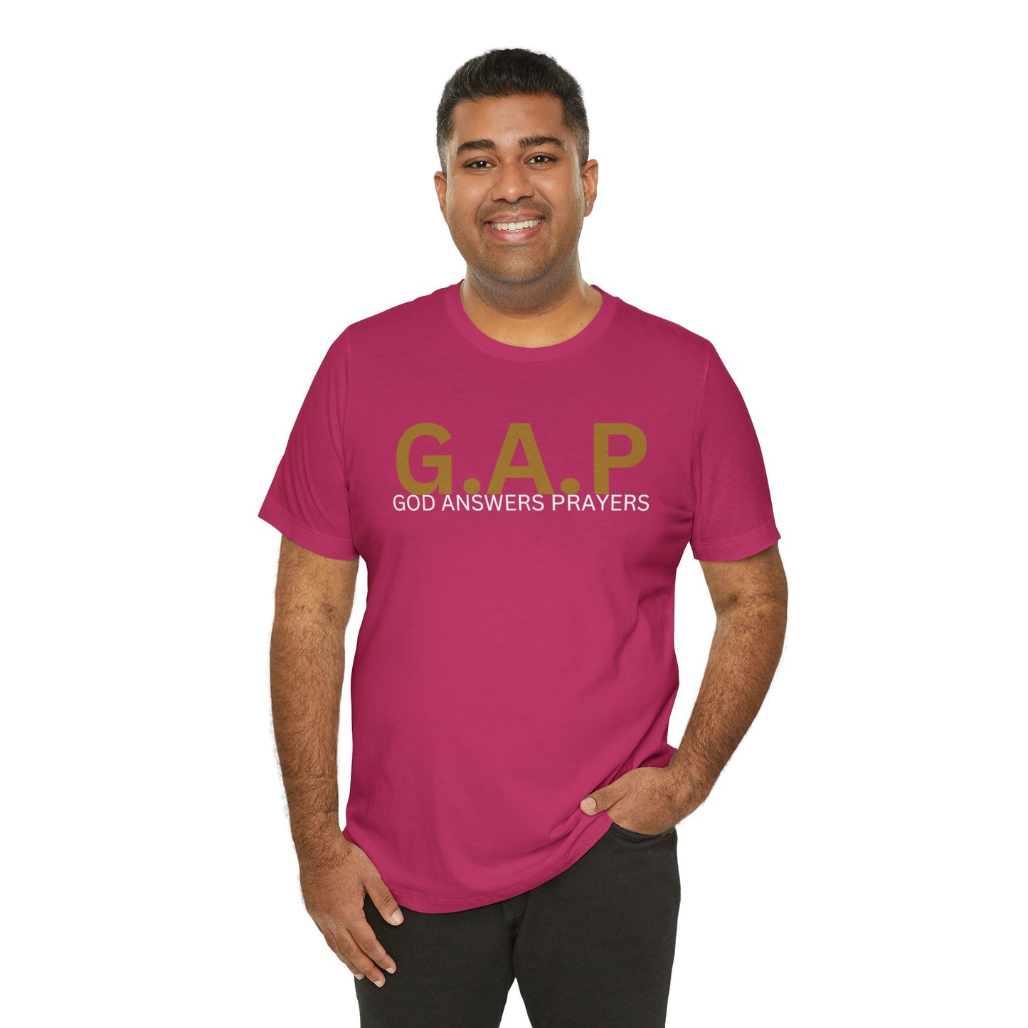 GOD ANSWERS PRAYERS Unisex Jersey Short Sleeve Tee