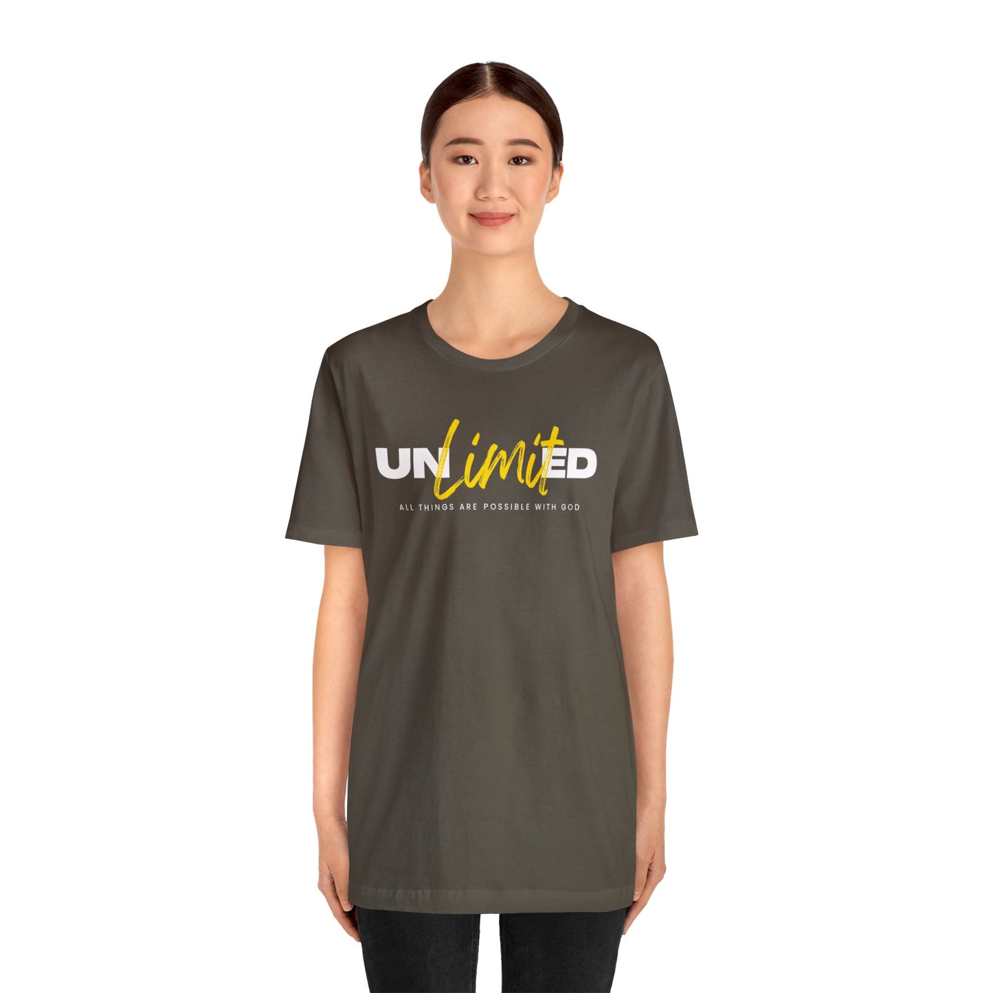 UNLIMITED ALL THINGS ARE POSSIBLE WITH GOD Unisex Jersey Short Sleeve Tee