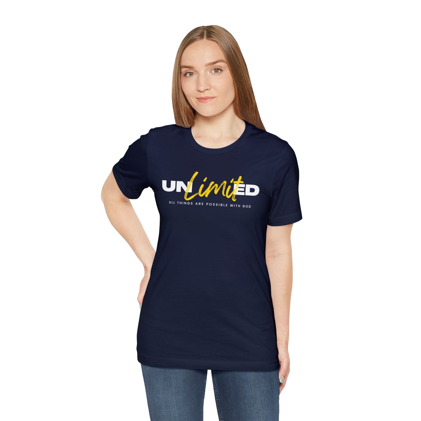 UNLIMITED ALL THINGS ARE POSSIBLE WITH GOD Unisex Jersey Short Sleeve Tee