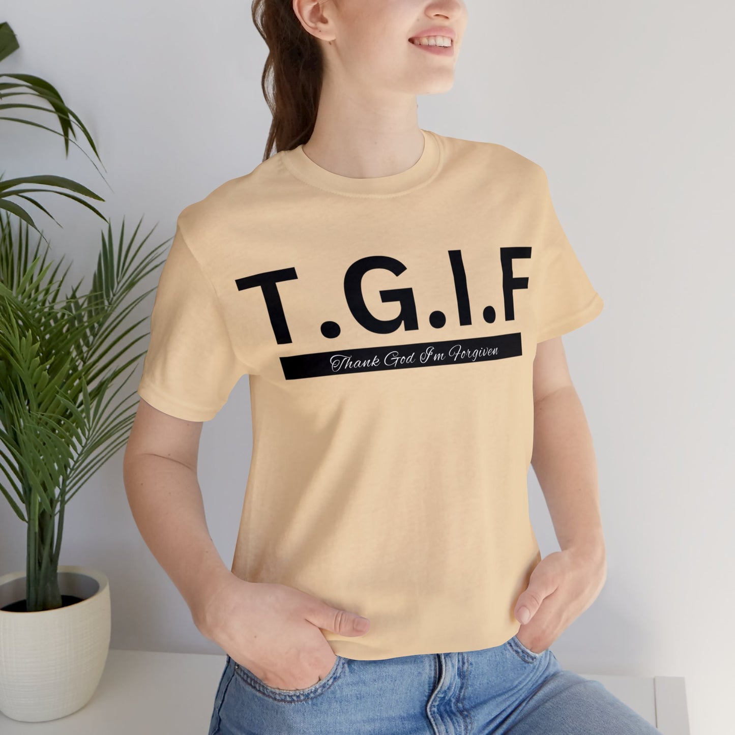 T.G.I.F - THANK GOD I'M FORGIVEN Unisex Jersey Short Sleeve Tee