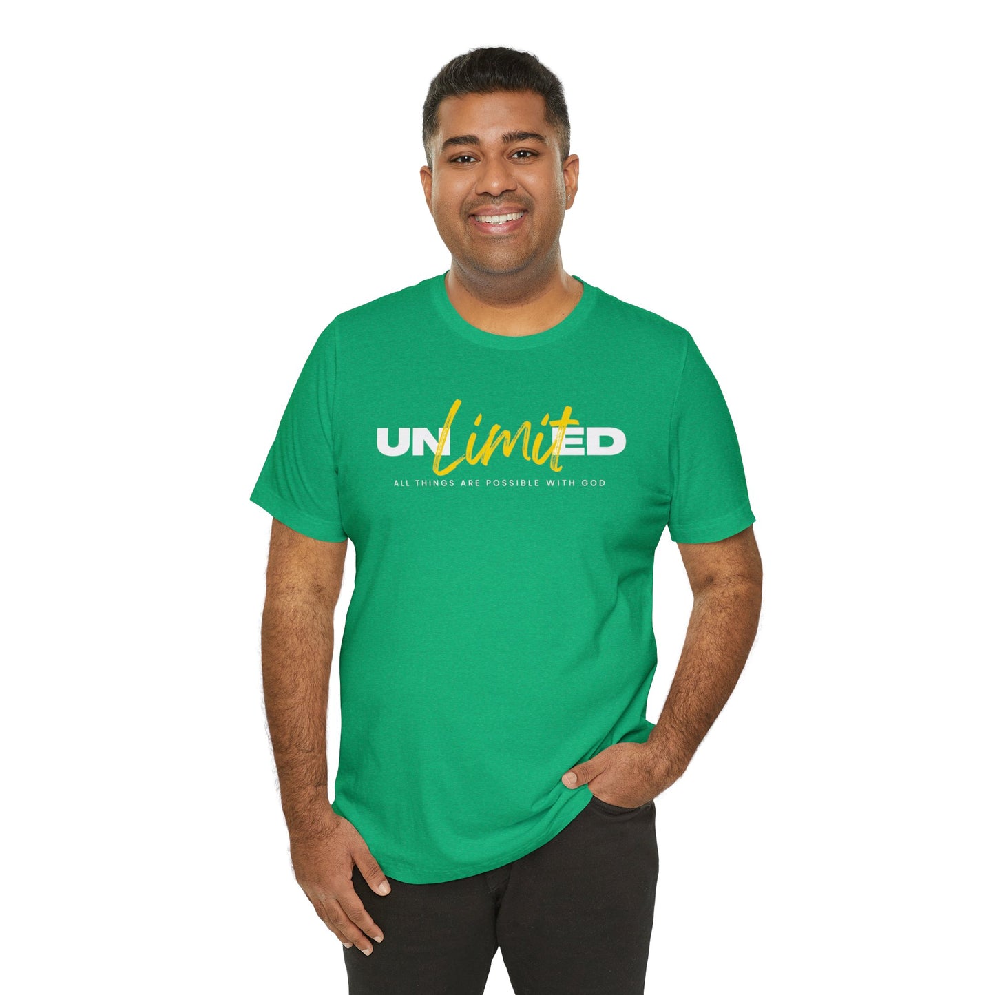 UNLIMITED ALL THINGS ARE POSSIBLE WITH GOD Unisex Jersey Short Sleeve Tee
