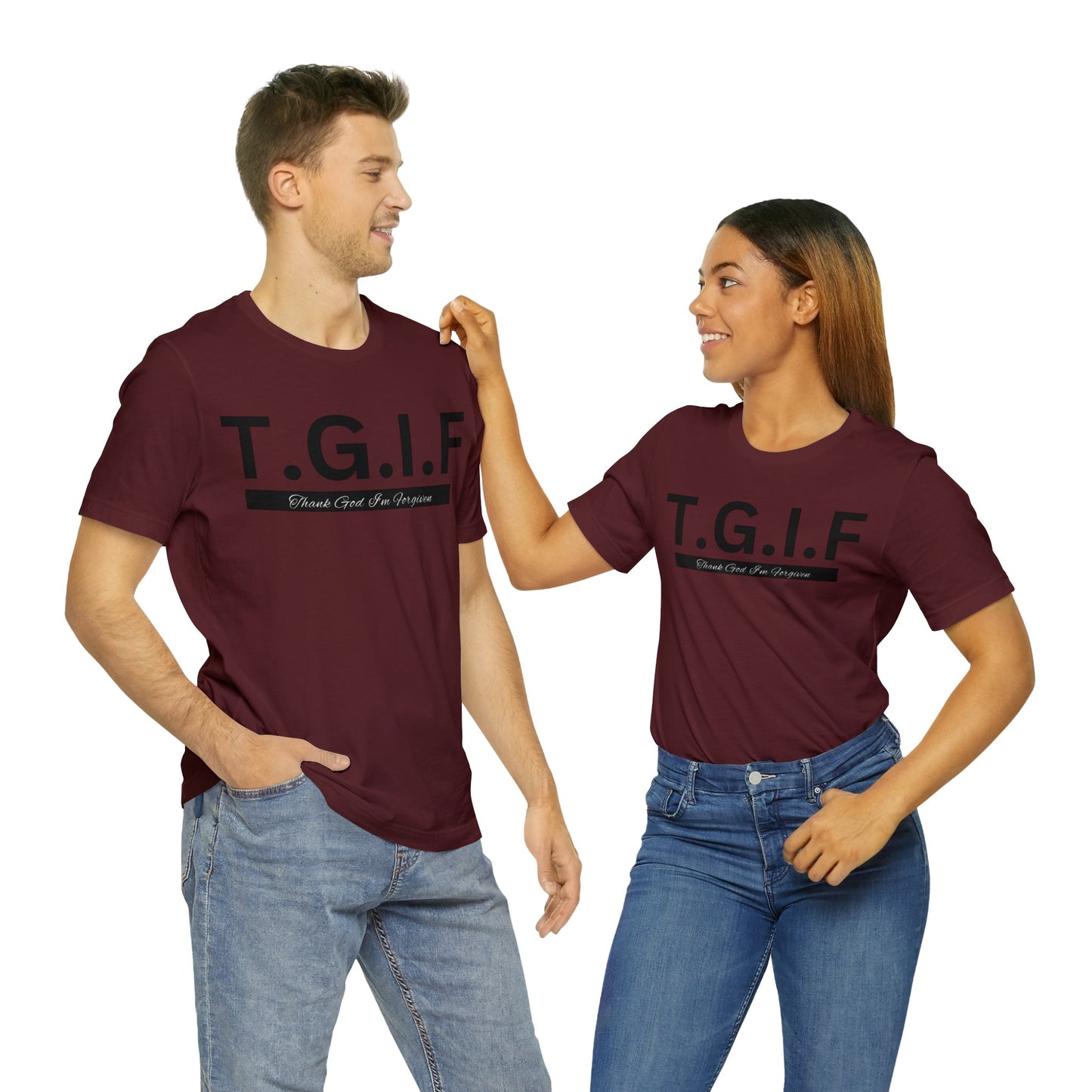 T.G.I.F - THANK GOD I'M FORGIVEN Unisex Jersey Short Sleeve Tee