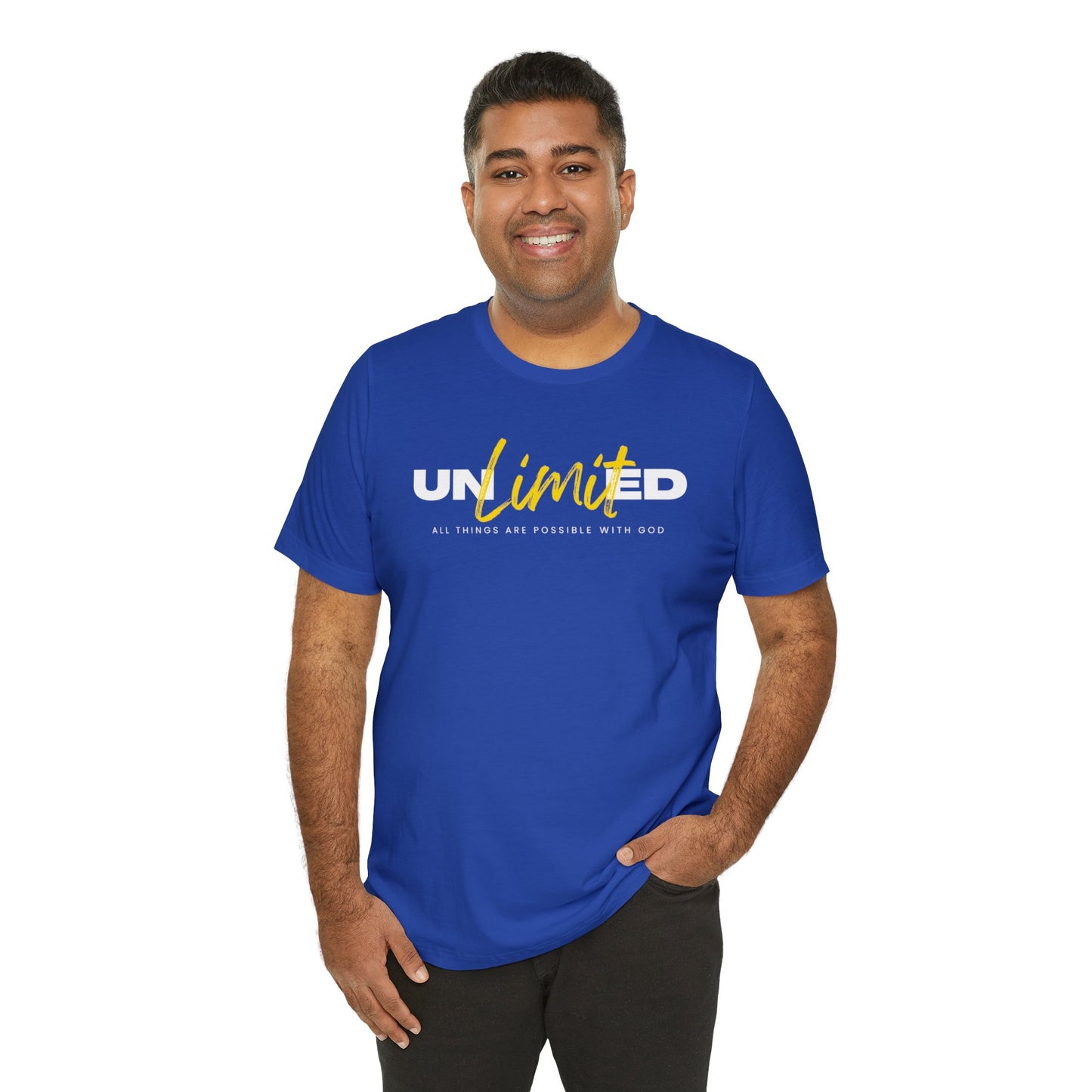 UNLIMITED ALL THINGS ARE POSSIBLE WITH GOD Unisex Jersey Short Sleeve Tee