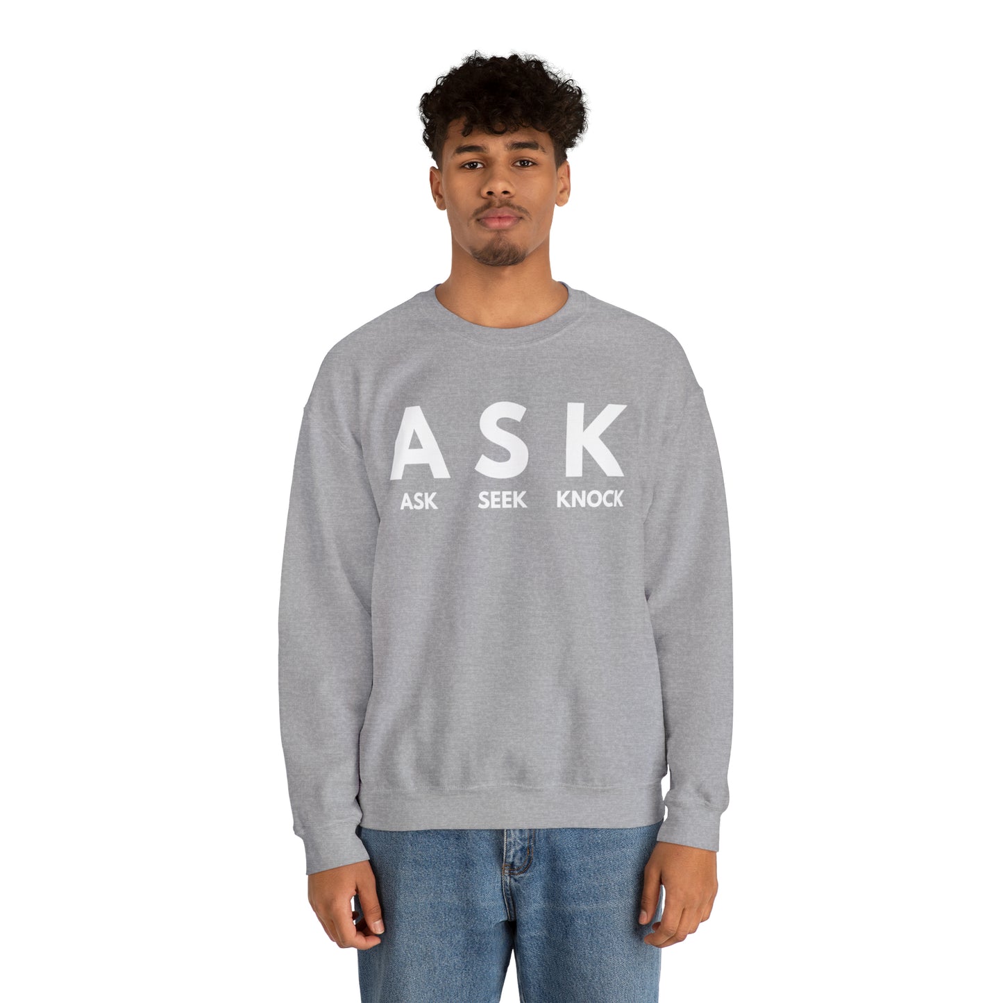 ASK SEEK KNOCK Unisex Heavy Blend™ Crewneck Sweatshirt