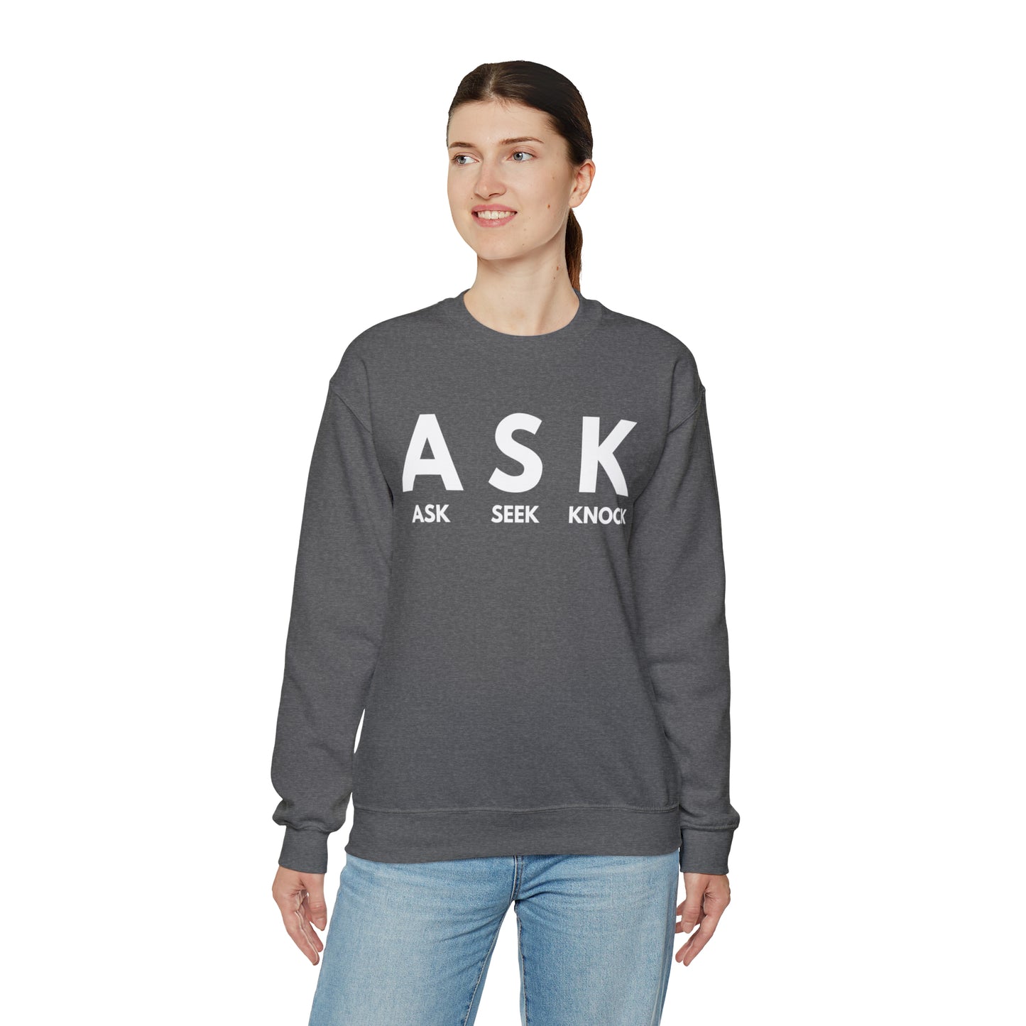 ASK SEEK KNOCK Unisex Heavy Blend™ Crewneck Sweatshirt