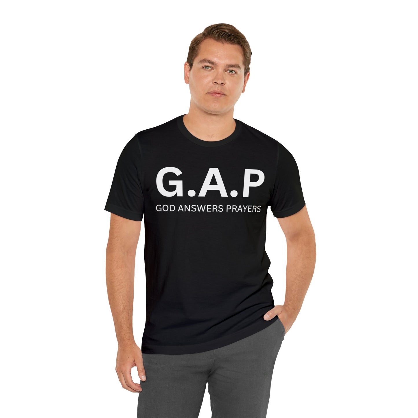 GOD ANSWERS PRAYERS Unisex Jersey Short Sleeve Tee