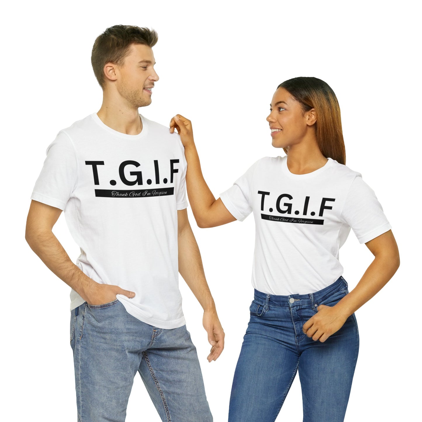 T.G.I.F - THANK GOD I'M FORGIVEN Unisex Jersey Short Sleeve Tee