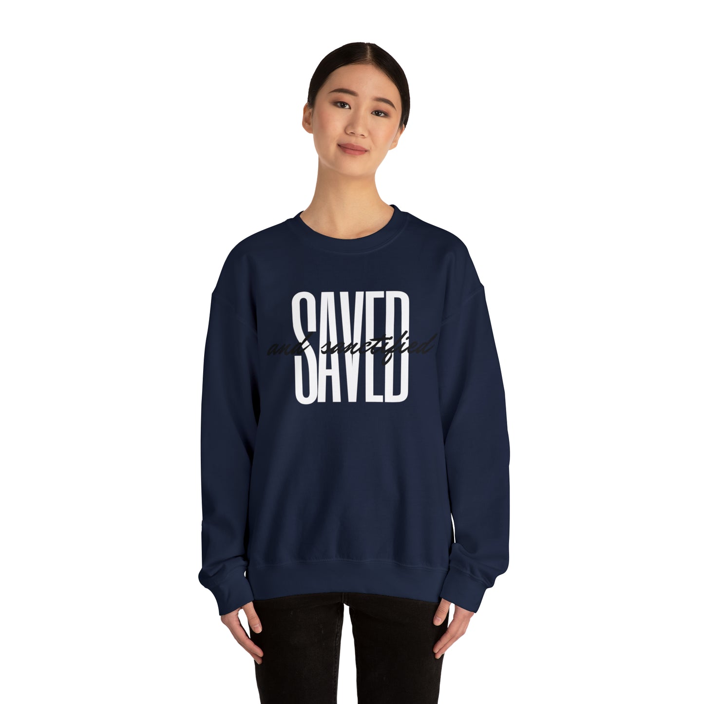 SAVED AND SANCTIFIED Unisex Heavy Blend™ Crewneck Sweatshirt
