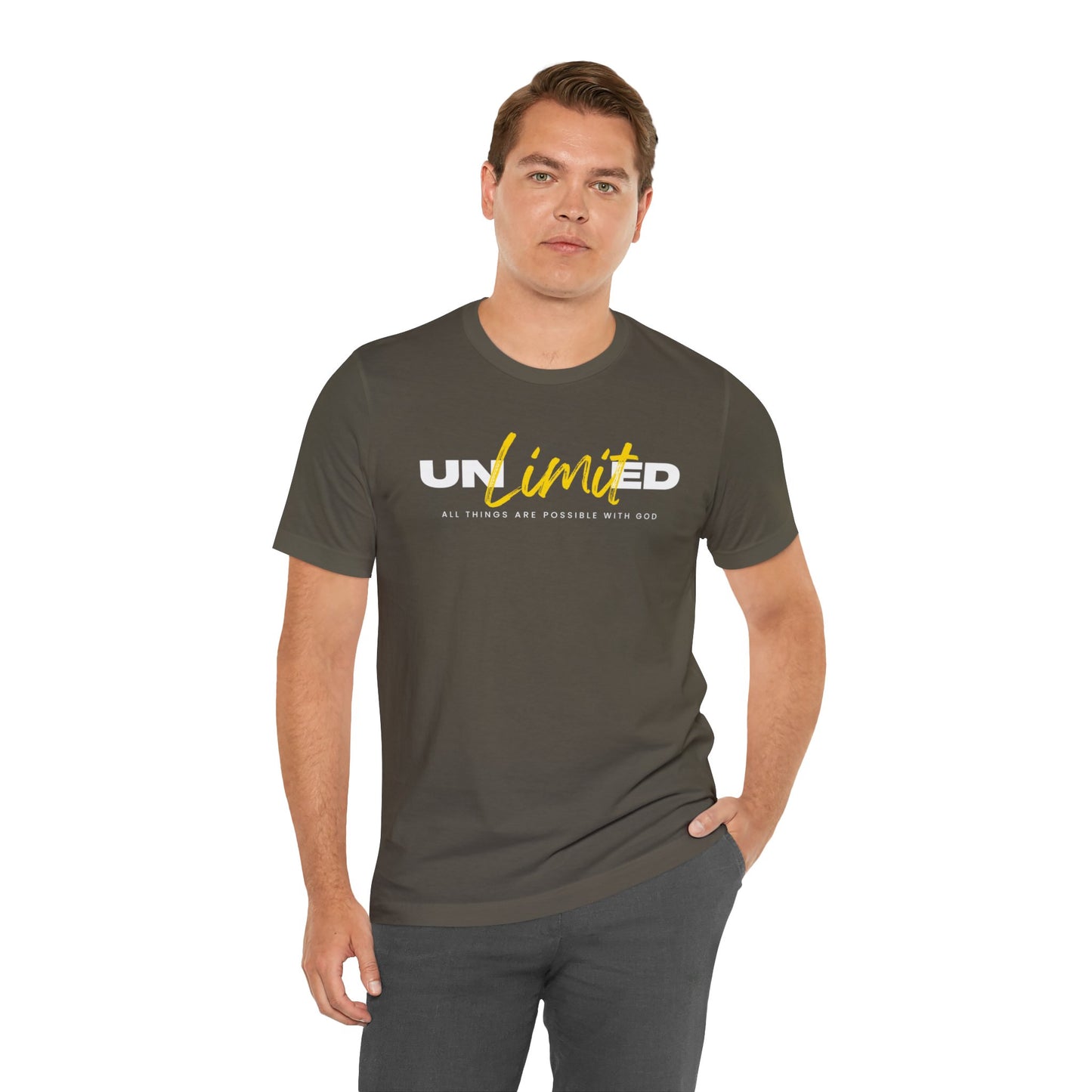 UNLIMITED ALL THINGS ARE POSSIBLE WITH GOD Unisex Jersey Short Sleeve Tee