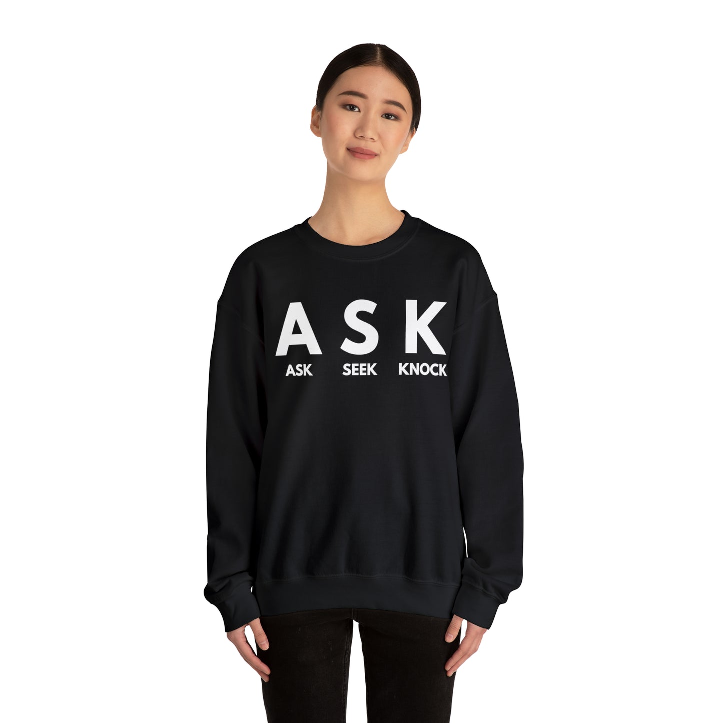 ASK SEEK KNOCK Unisex Heavy Blend™ Crewneck Sweatshirt