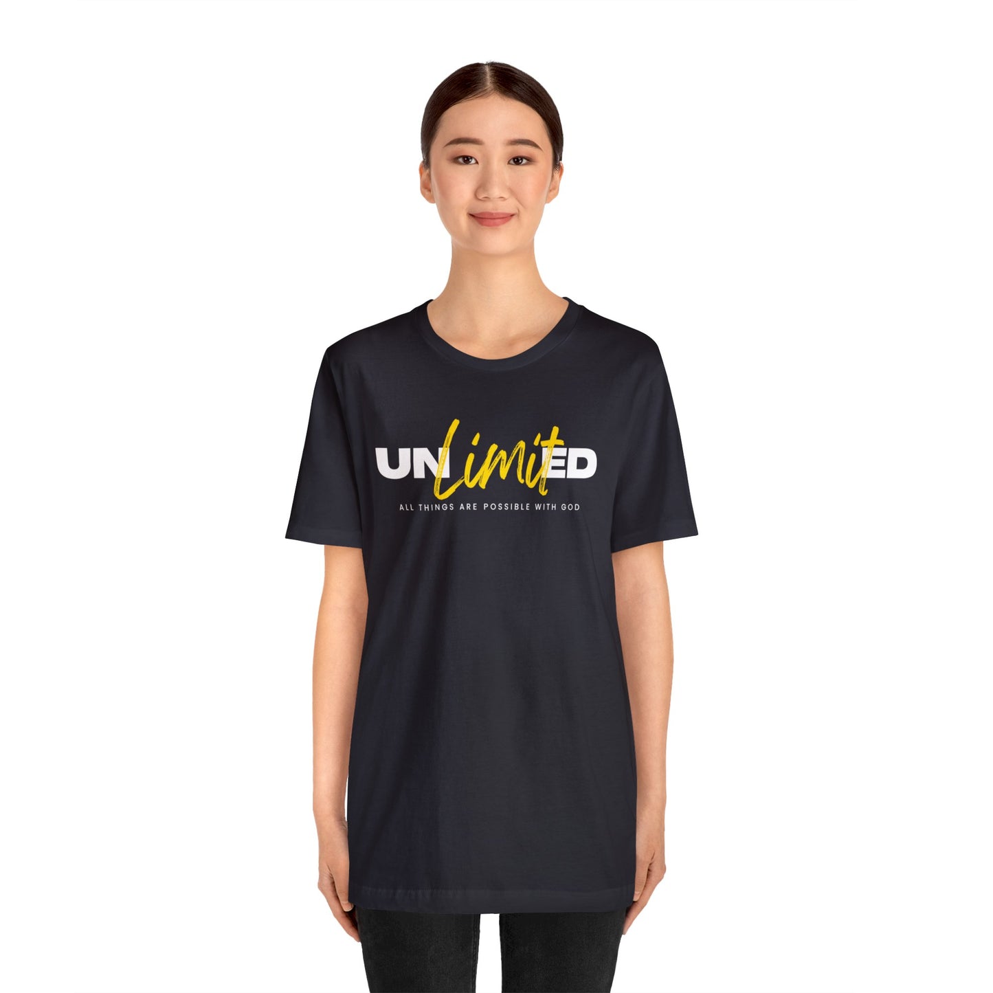 UNLIMITED ALL THINGS ARE POSSIBLE WITH GOD Unisex Jersey Short Sleeve Tee