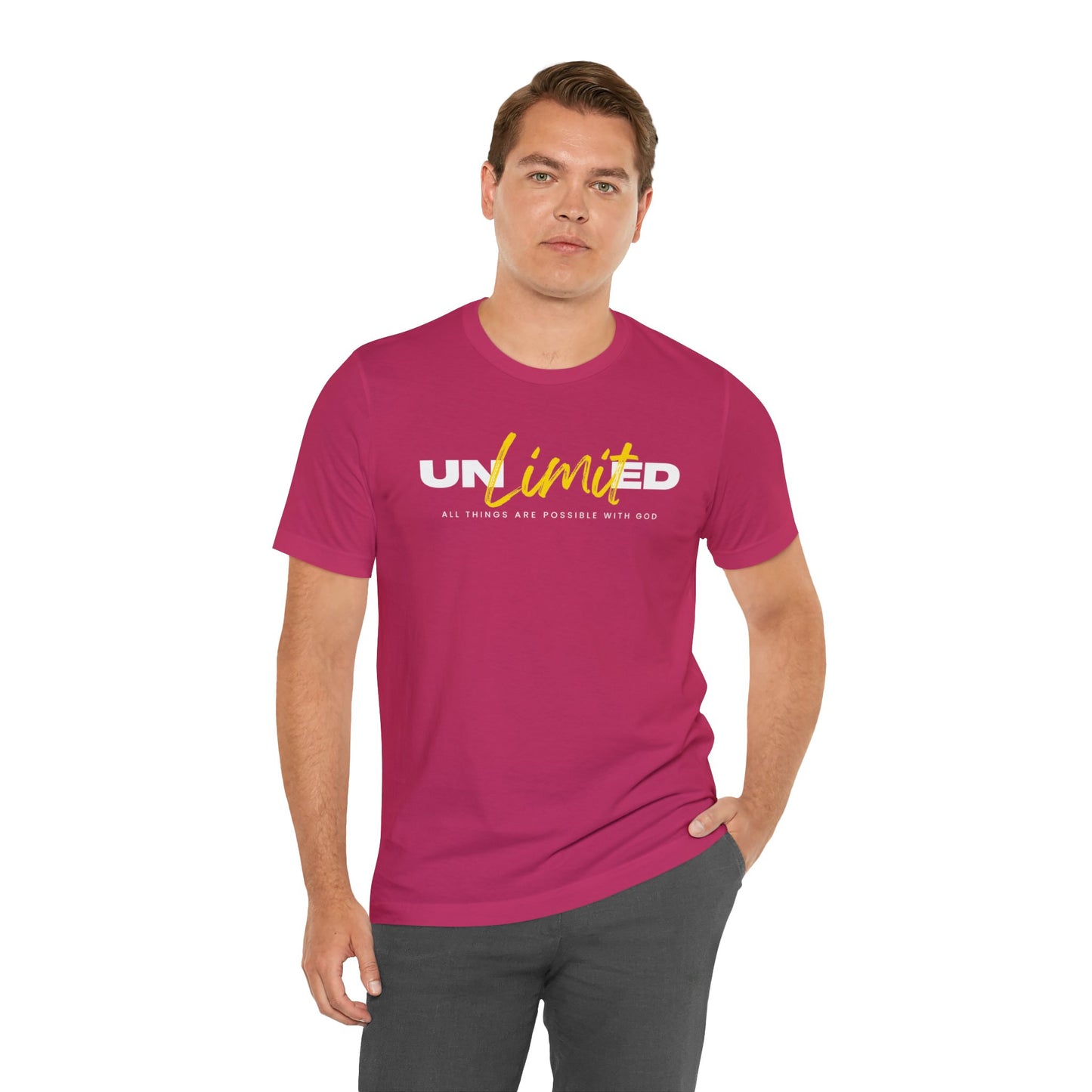 UNLIMITED ALL THINGS ARE POSSIBLE WITH GOD Unisex Jersey Short Sleeve Tee