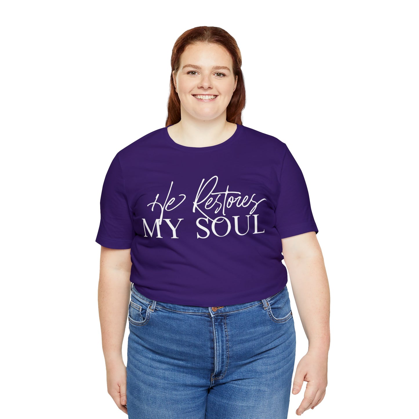 HE RESTORES MY SOUL Unisex Jersey Short Sleeve Tee