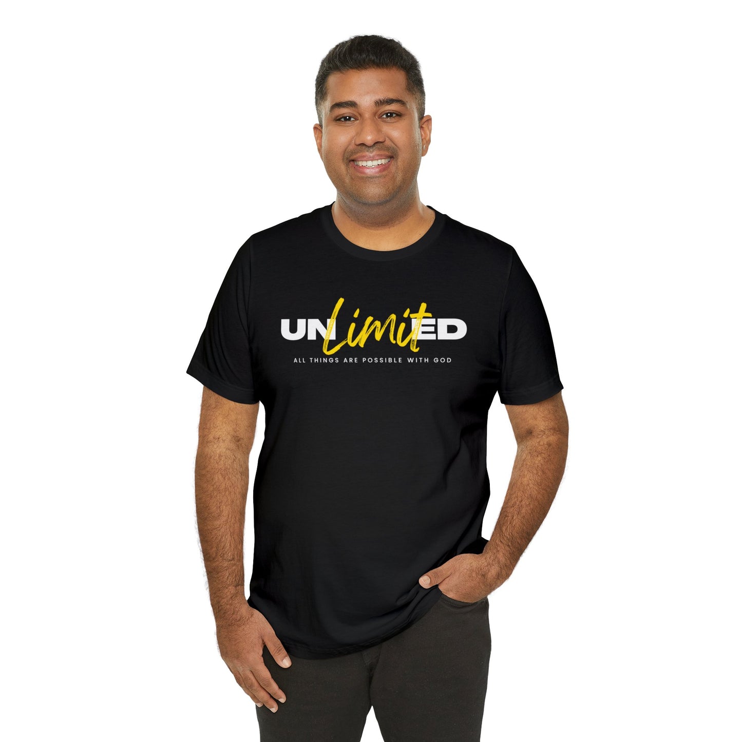 UNLIMITED ALL THINGS ARE POSSIBLE WITH GOD Unisex Jersey Short Sleeve Tee