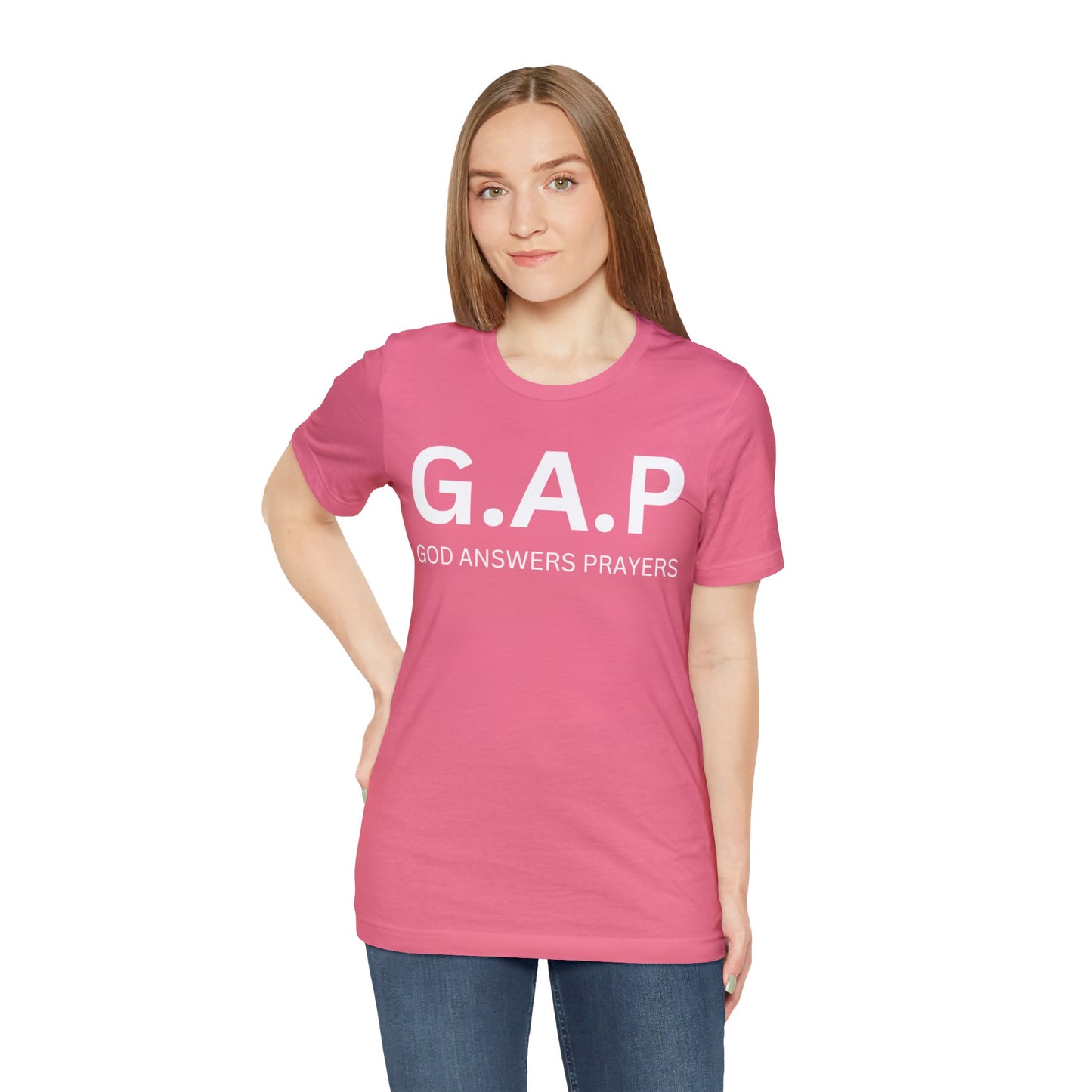 GOD ANSWERS PRAYERS Unisex Jersey Short Sleeve Tee