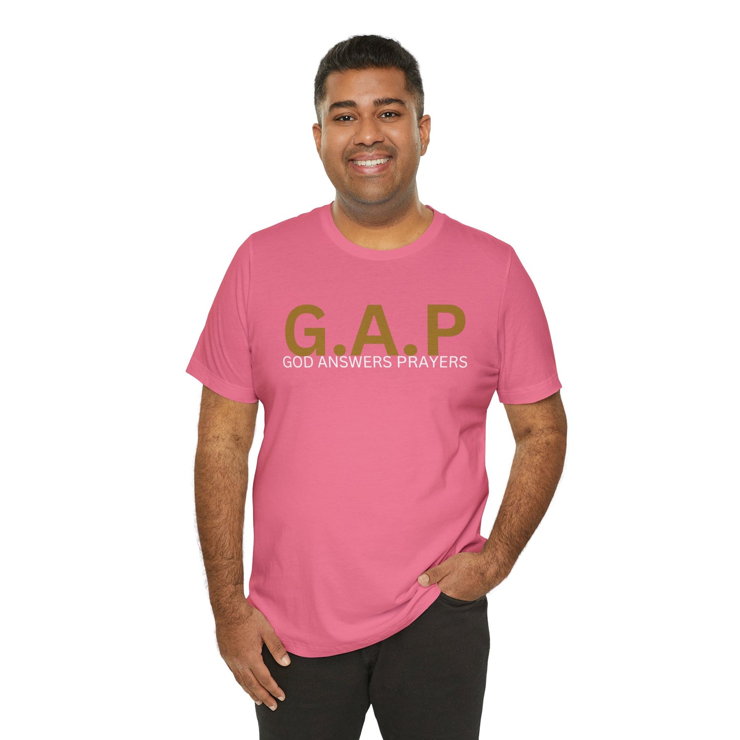 GOD ANSWERS PRAYERS Unisex Jersey Short Sleeve Tee