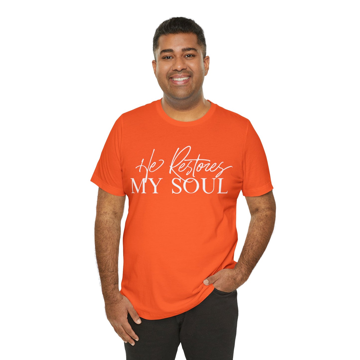 HE RESTORES MY SOUL Unisex Jersey Short Sleeve Tee