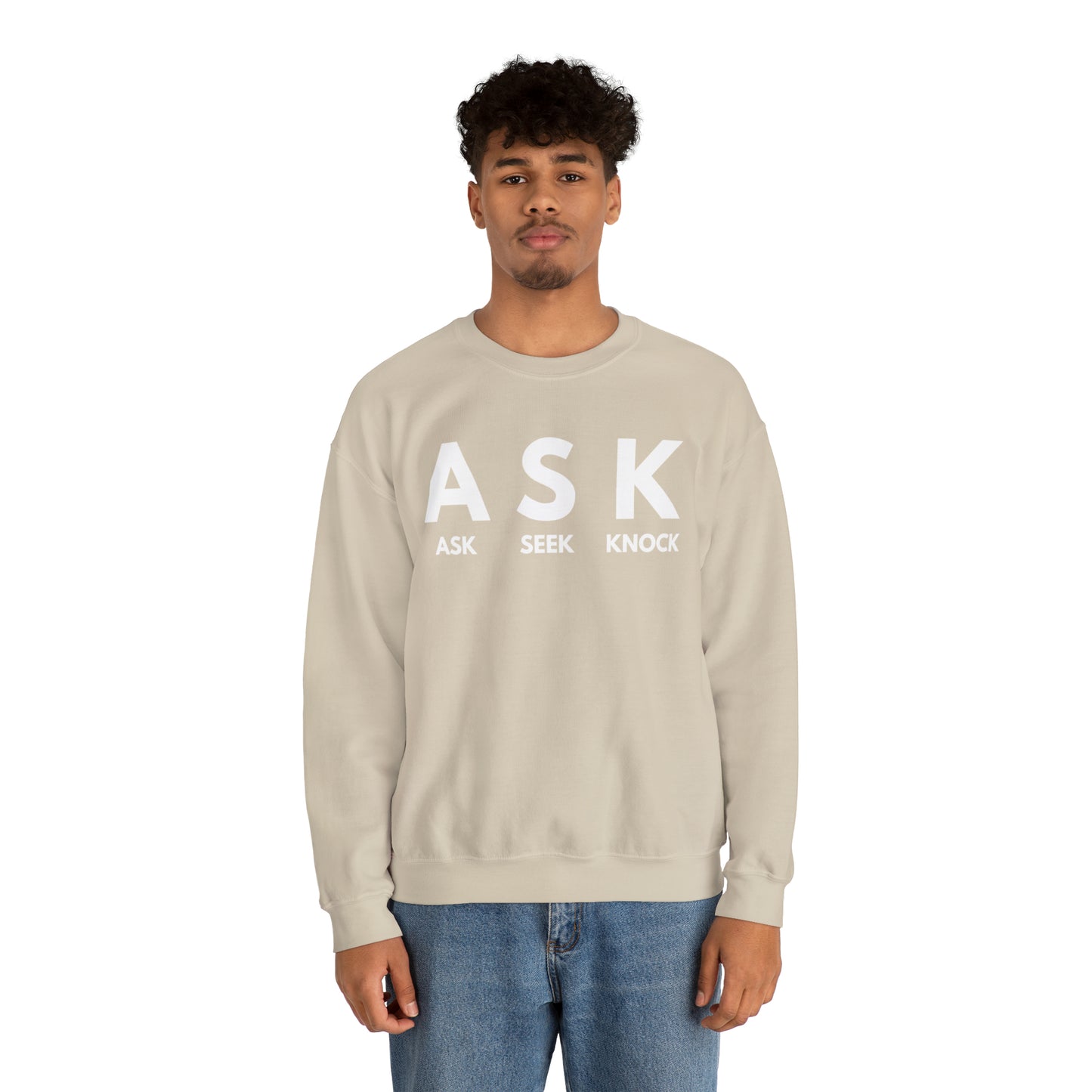 ASK SEEK KNOCK Unisex Heavy Blend™ Crewneck Sweatshirt