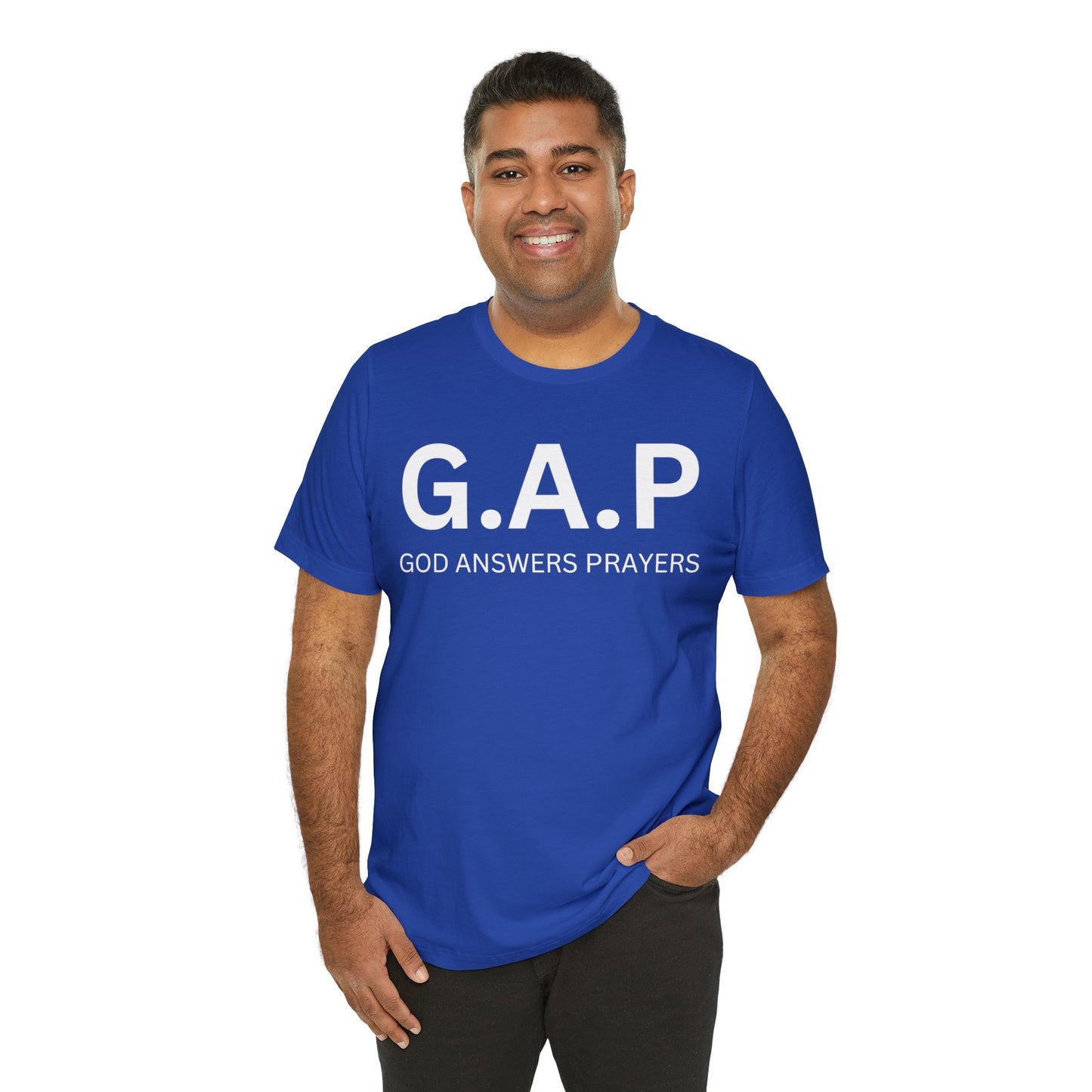 GOD ANSWERS PRAYERS Unisex Jersey Short Sleeve Tee