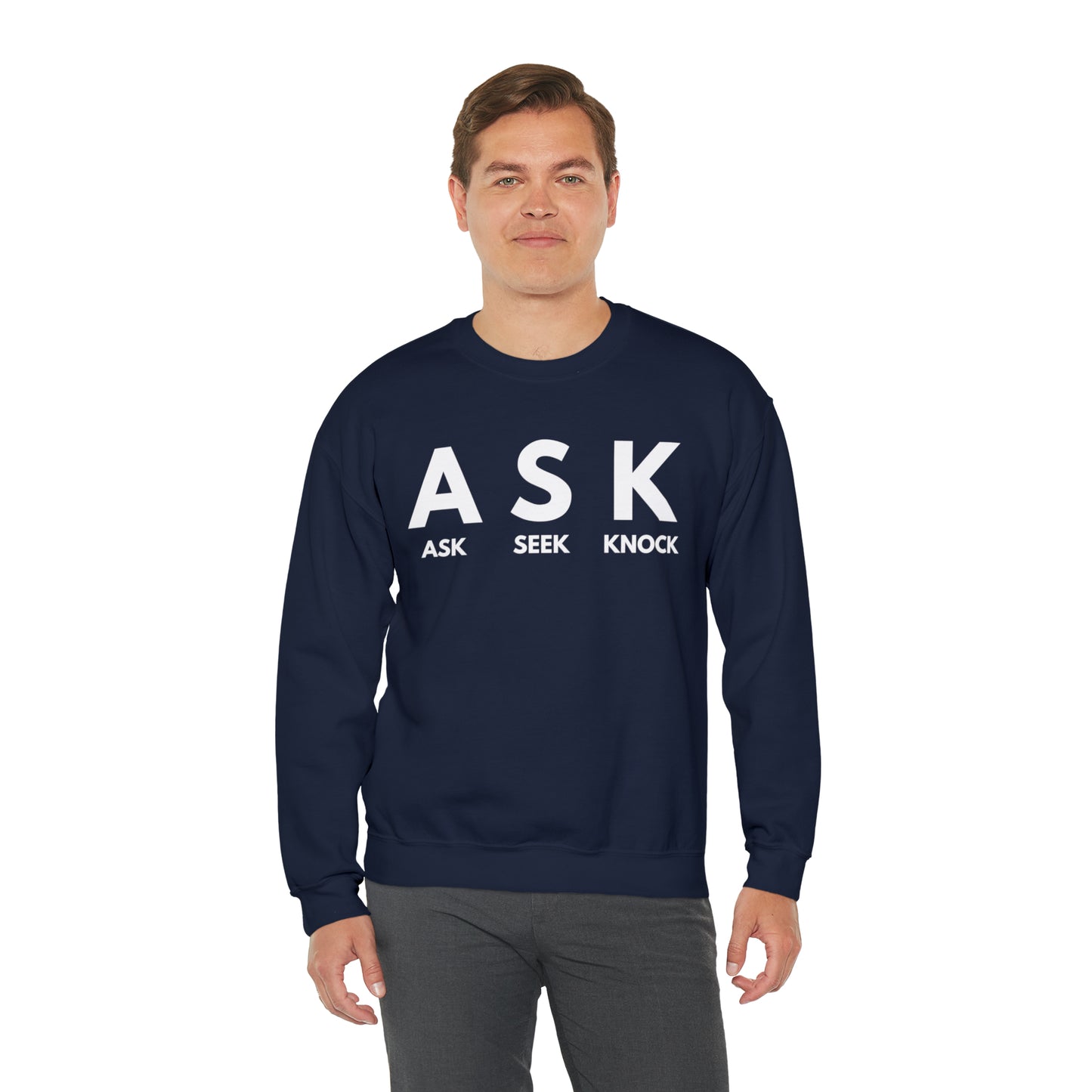 ASK SEEK KNOCK Unisex Heavy Blend™ Crewneck Sweatshirt