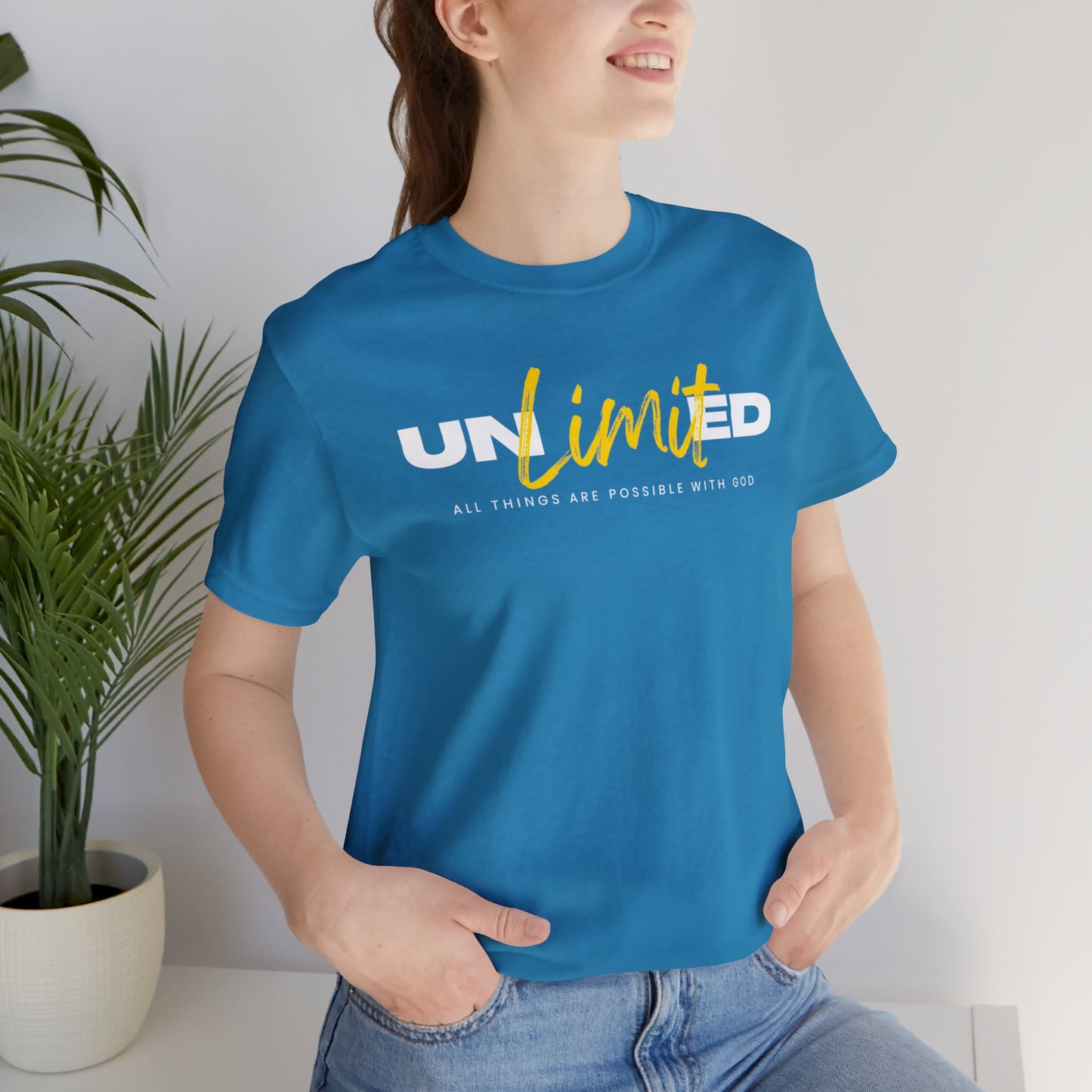 UNLIMITED ALL THINGS ARE POSSIBLE WITH GOD Unisex Jersey Short Sleeve Tee