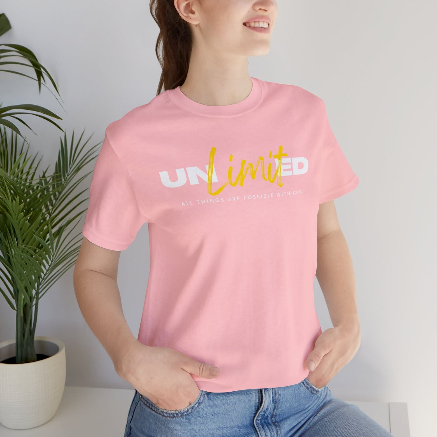 UNLIMITED ALL THINGS ARE POSSIBLE WITH GOD Unisex Jersey Short Sleeve Tee