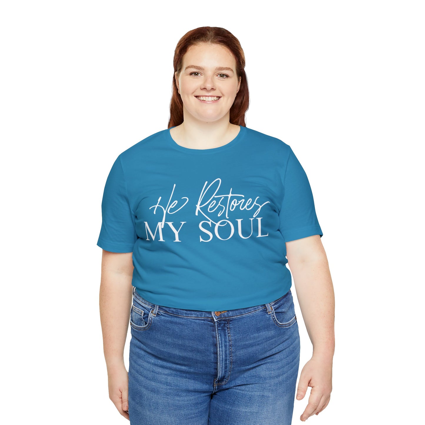 HE RESTORES MY SOUL Unisex Jersey Short Sleeve Tee