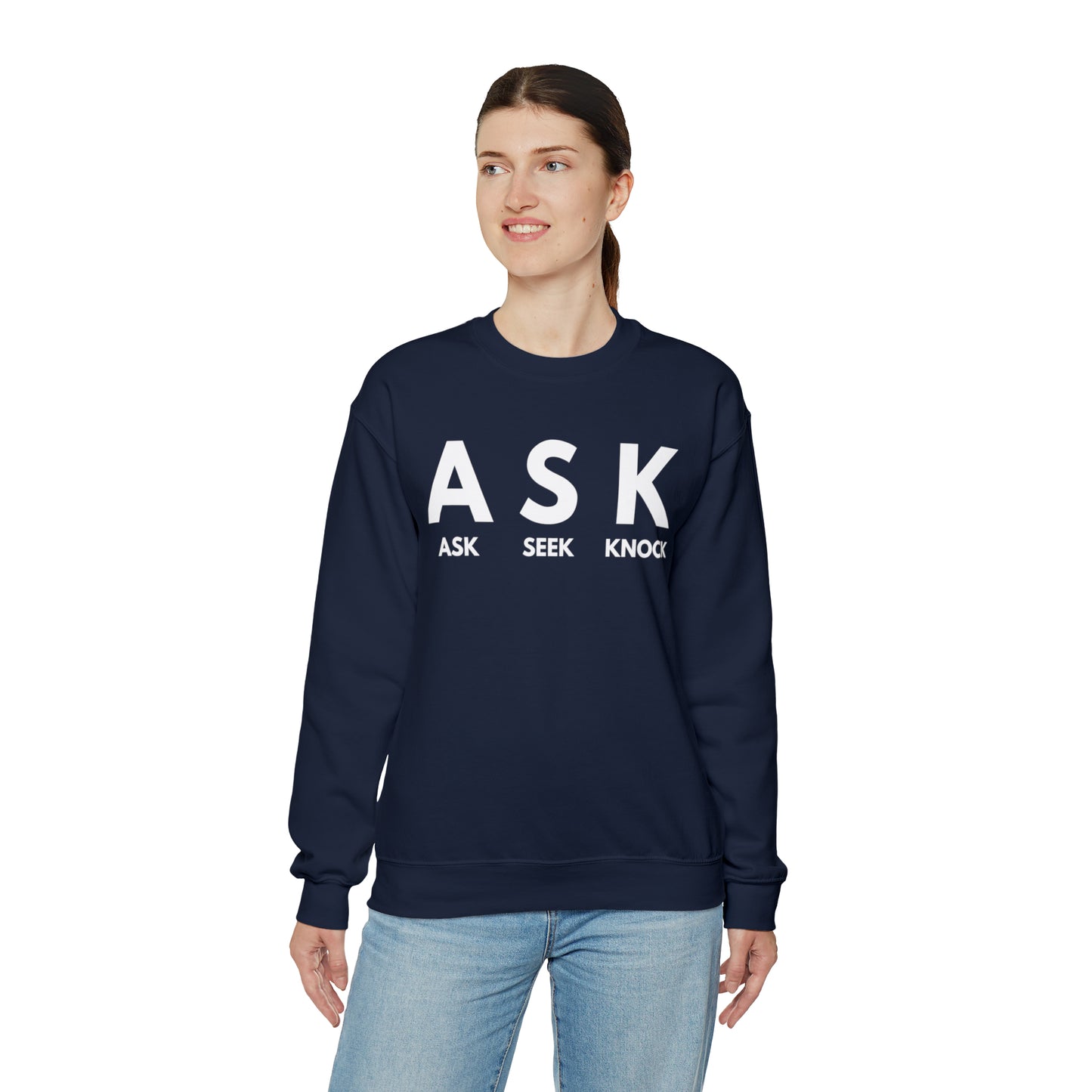ASK SEEK KNOCK Unisex Heavy Blend™ Crewneck Sweatshirt