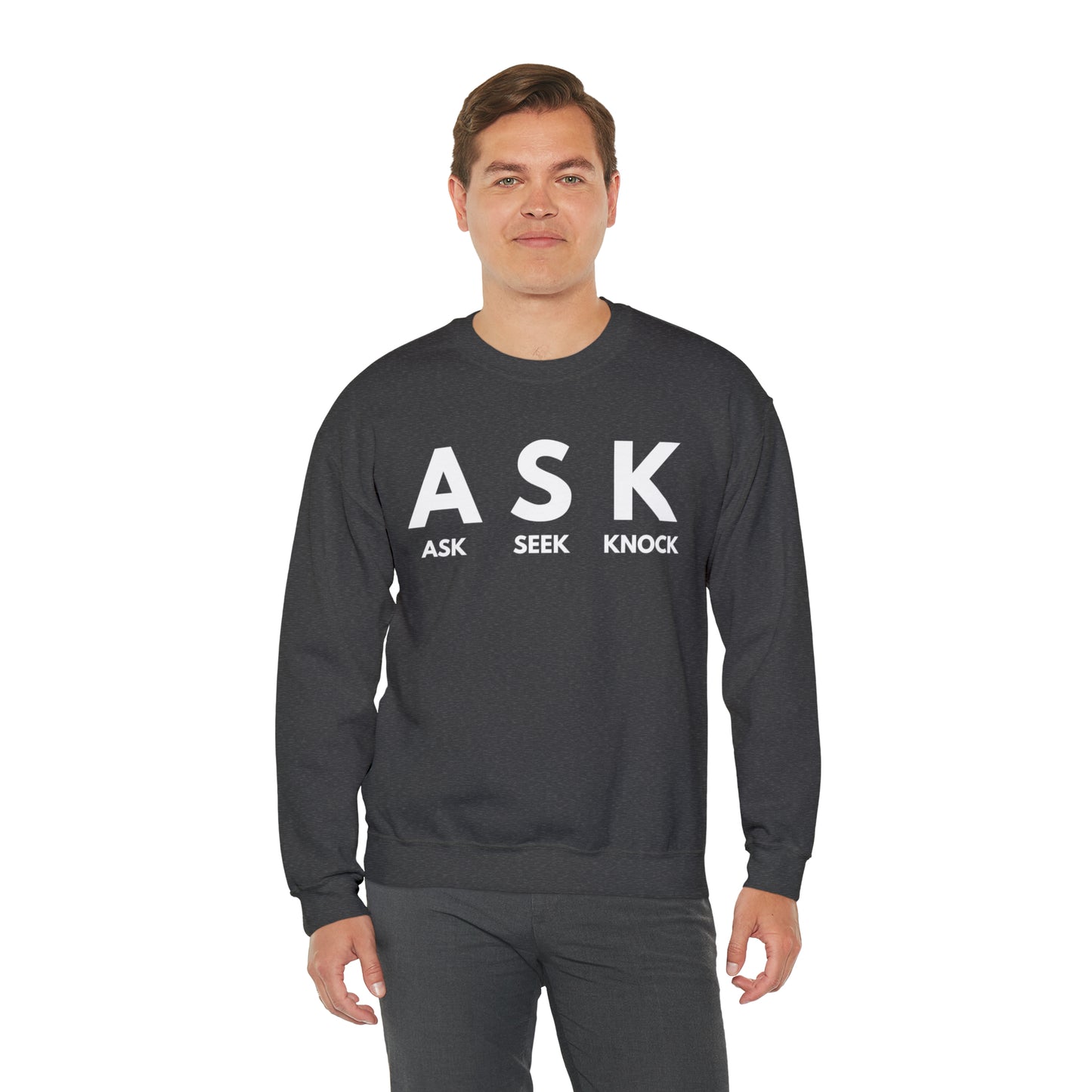 ASK SEEK KNOCK Unisex Heavy Blend™ Crewneck Sweatshirt