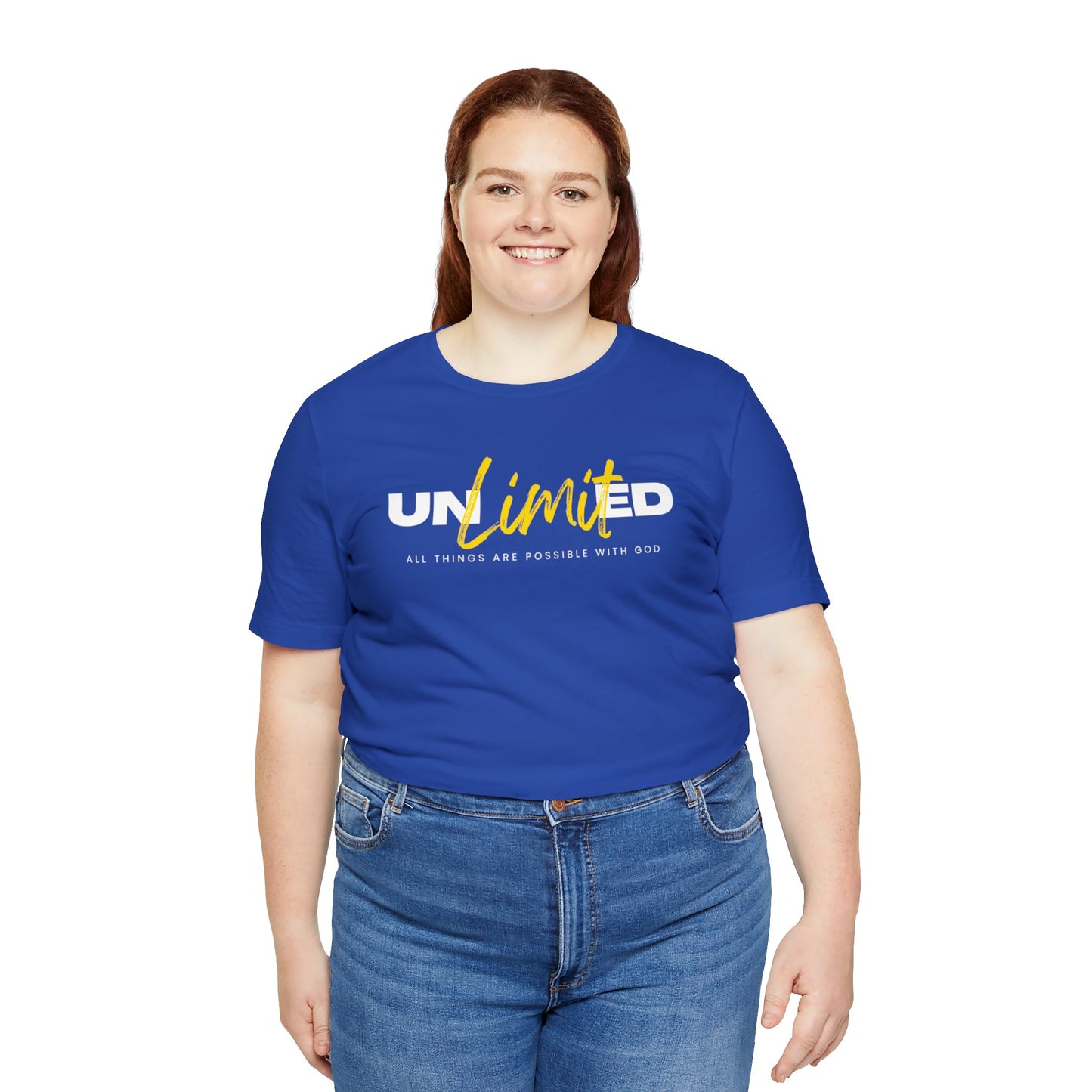 UNLIMITED ALL THINGS ARE POSSIBLE WITH GOD Unisex Jersey Short Sleeve Tee