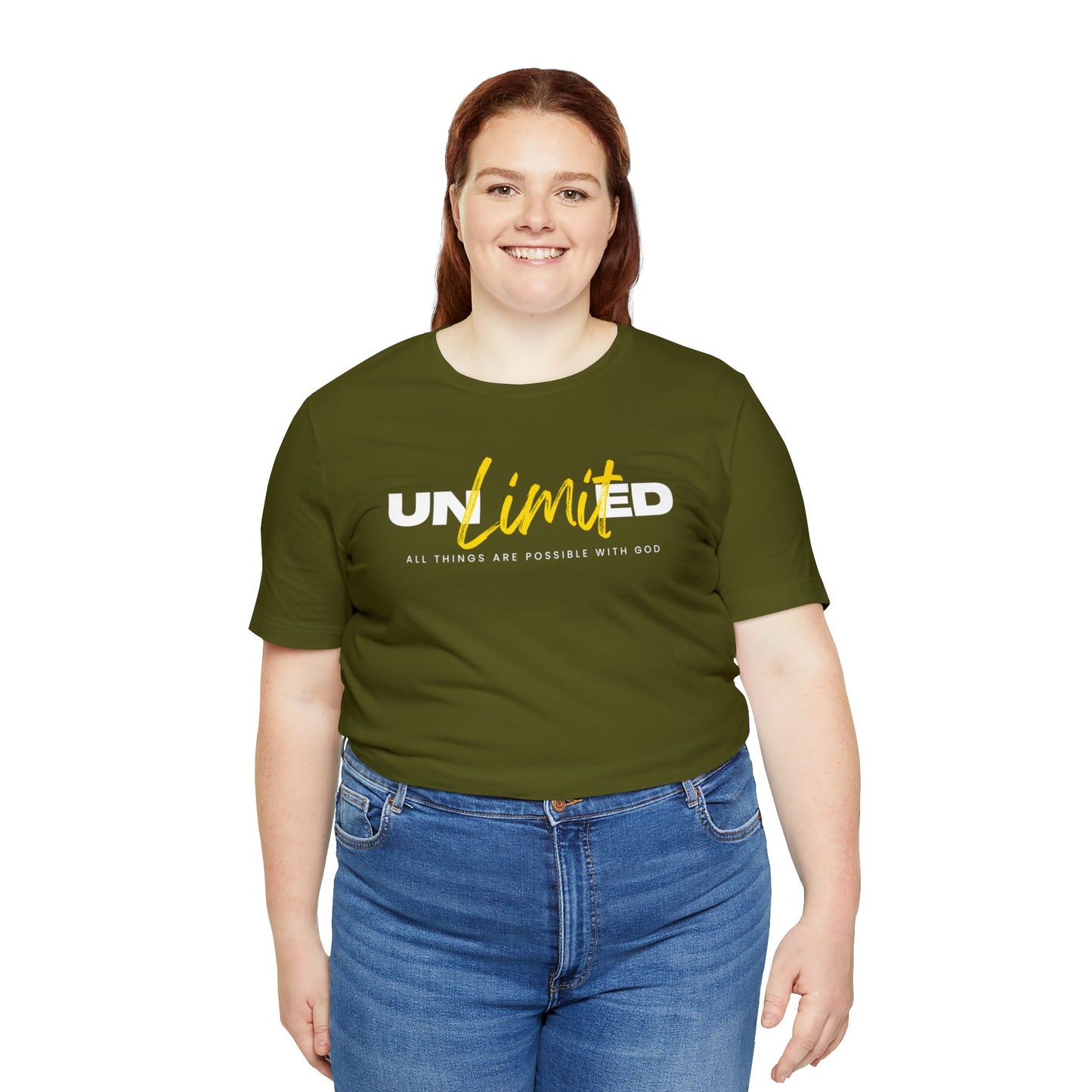 UNLIMITED ALL THINGS ARE POSSIBLE WITH GOD Unisex Jersey Short Sleeve Tee