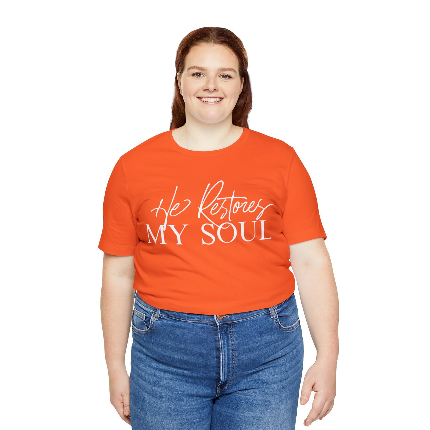 HE RESTORES MY SOUL Unisex Jersey Short Sleeve Tee