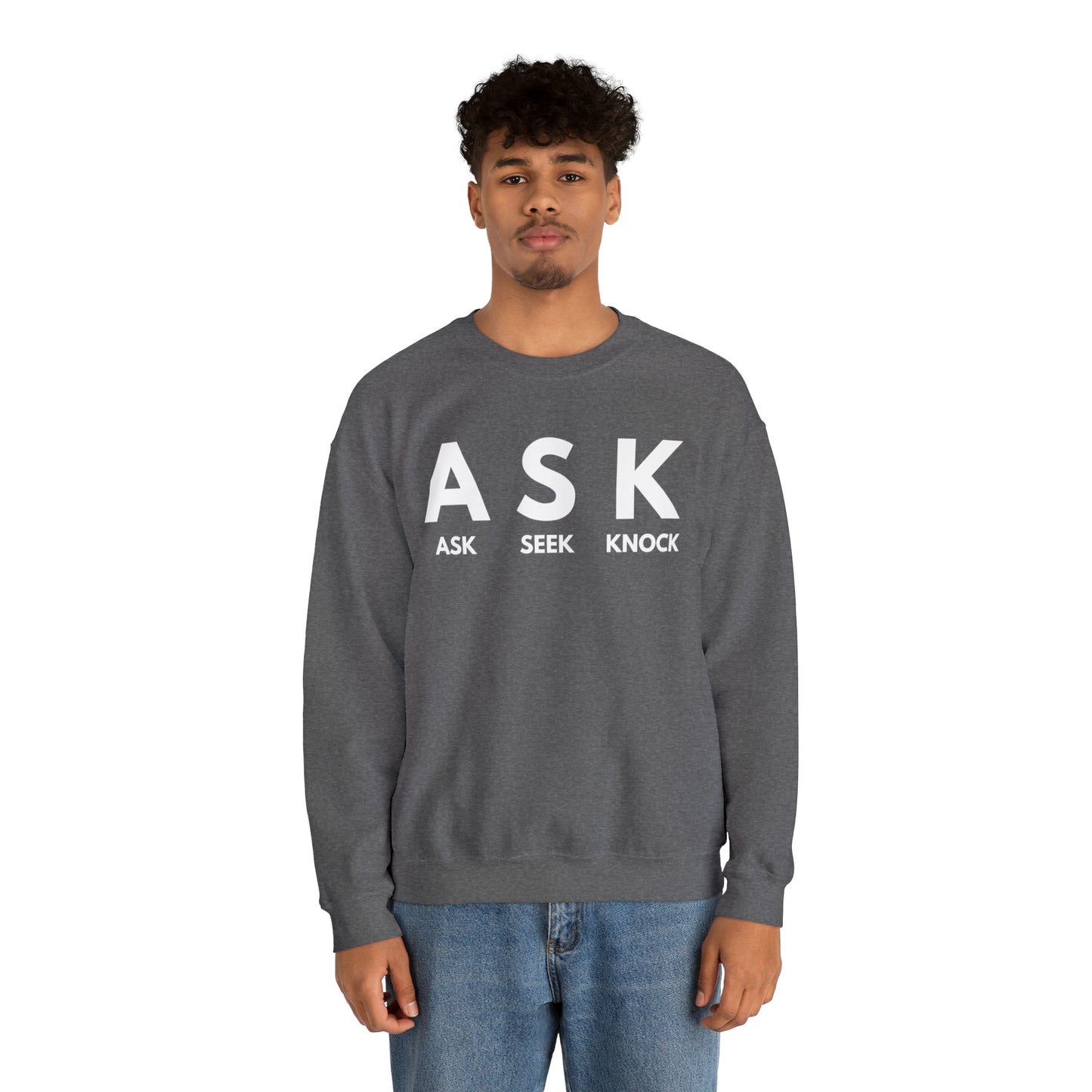 ASK SEEK KNOCK Unisex Heavy Blend™ Crewneck Sweatshirt