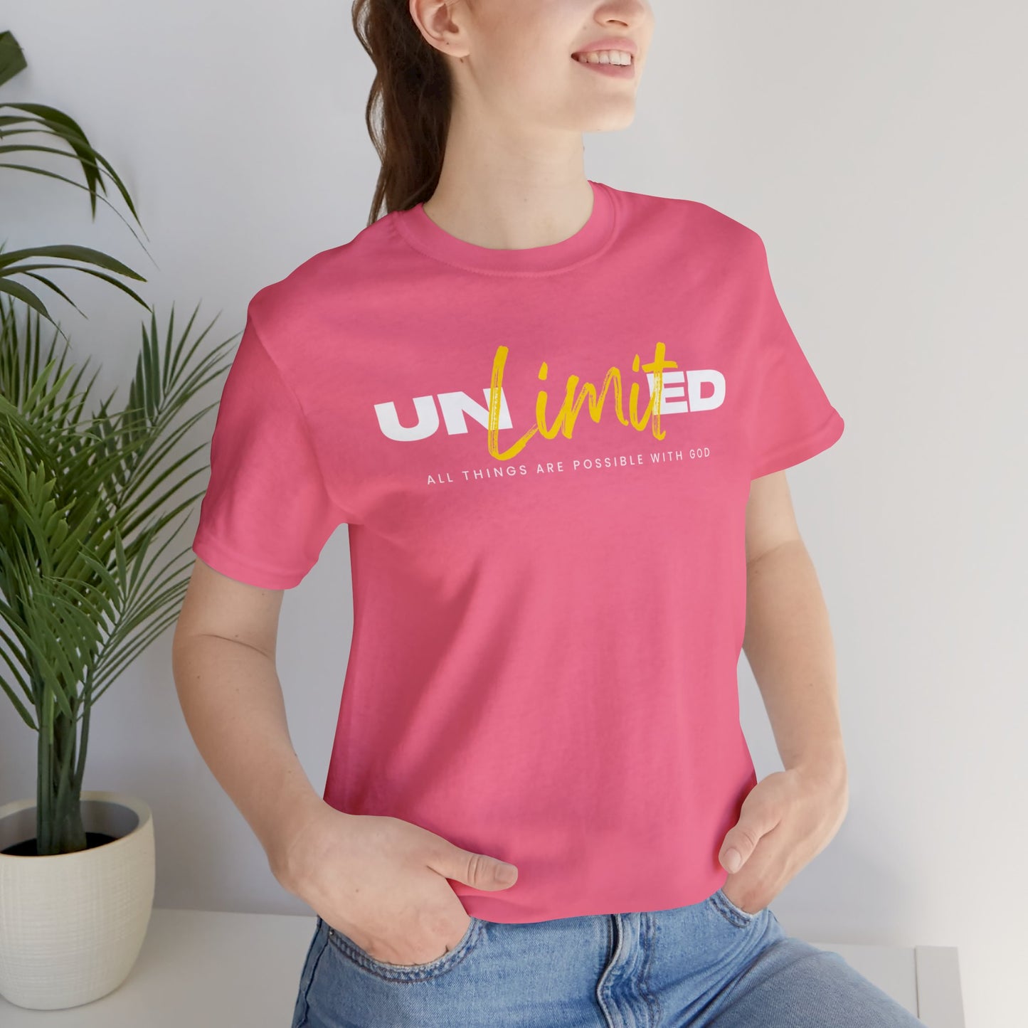 UNLIMITED ALL THINGS ARE POSSIBLE WITH GOD Unisex Jersey Short Sleeve Tee