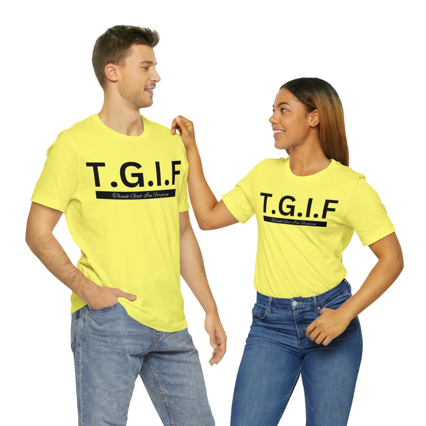 T.G.I.F - THANK GOD I'M FORGIVEN Unisex Jersey Short Sleeve Tee