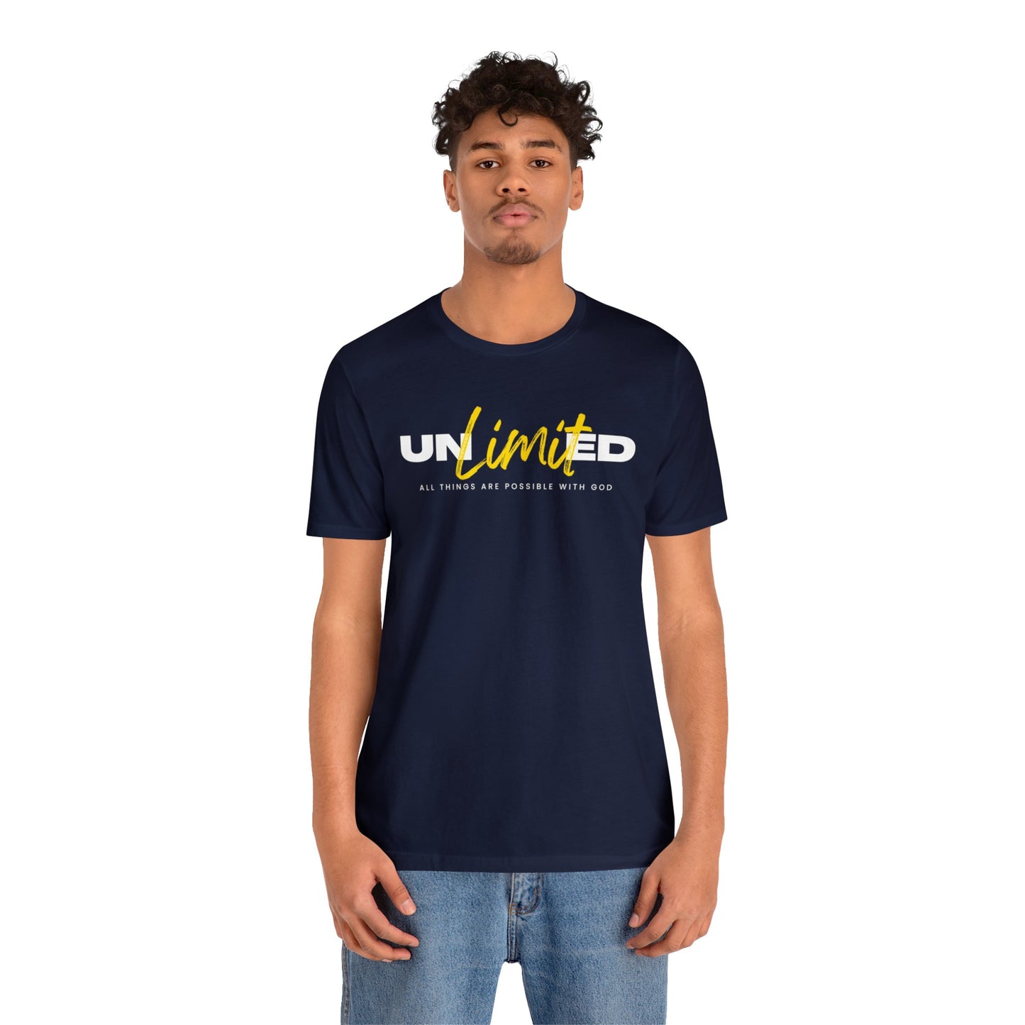 UNLIMITED ALL THINGS ARE POSSIBLE WITH GOD Unisex Jersey Short Sleeve Tee
