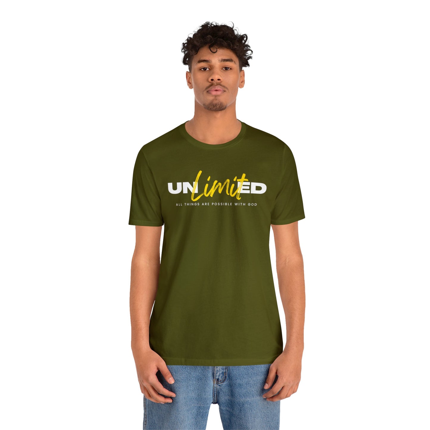 UNLIMITED ALL THINGS ARE POSSIBLE WITH GOD Unisex Jersey Short Sleeve Tee