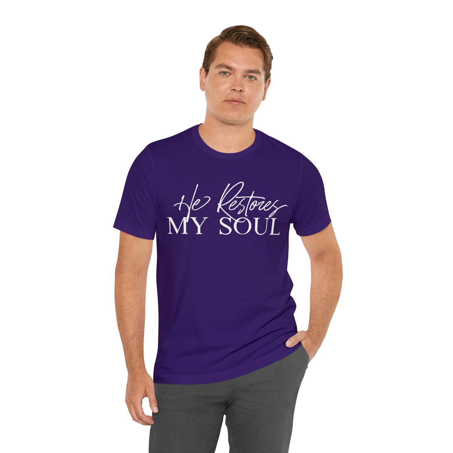 HE RESTORES MY SOUL Unisex Jersey Short Sleeve Tee