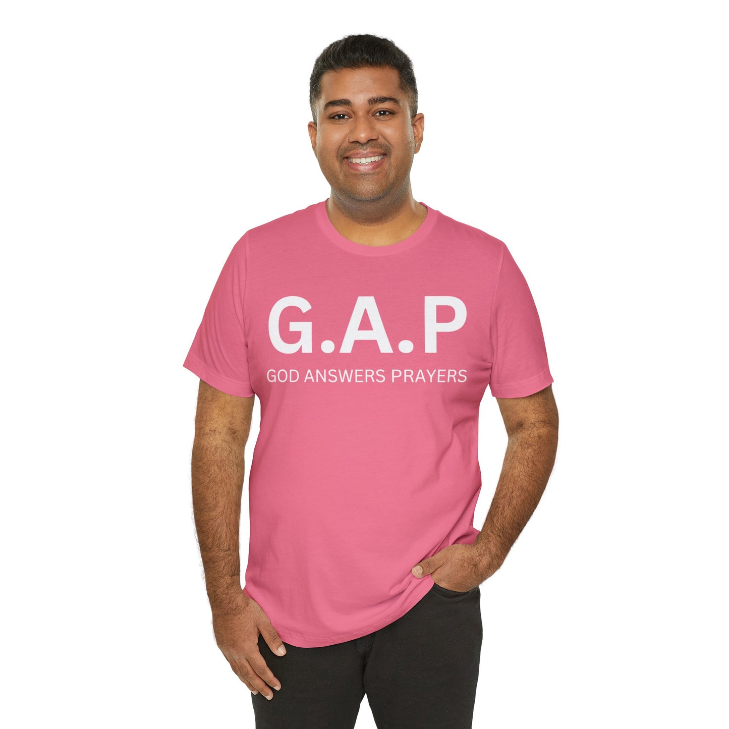 GOD ANSWERS PRAYERS Unisex Jersey Short Sleeve Tee