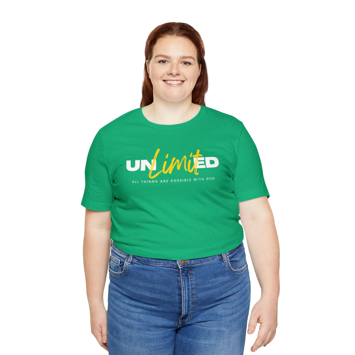 UNLIMITED ALL THINGS ARE POSSIBLE WITH GOD Unisex Jersey Short Sleeve Tee