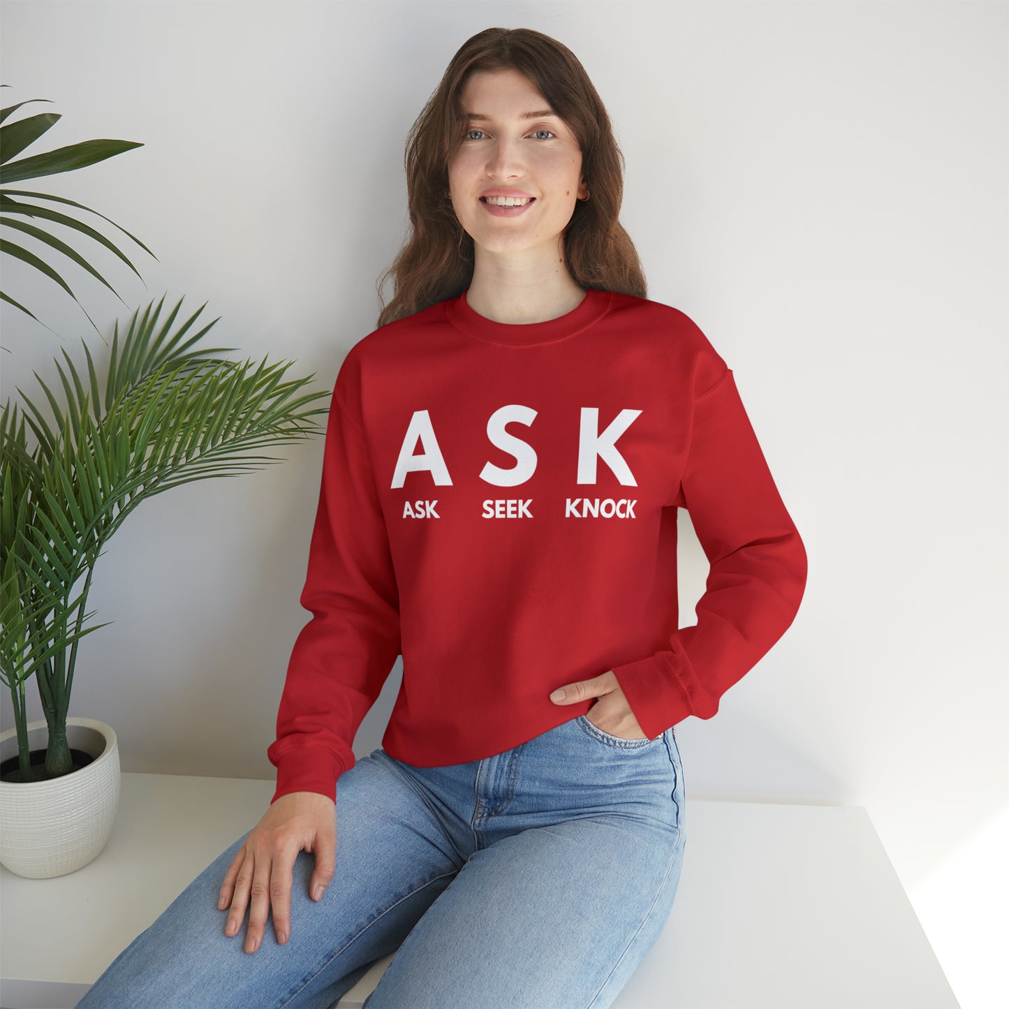 ASK SEEK KNOCK Unisex Heavy Blend™ Crewneck Sweatshirt
